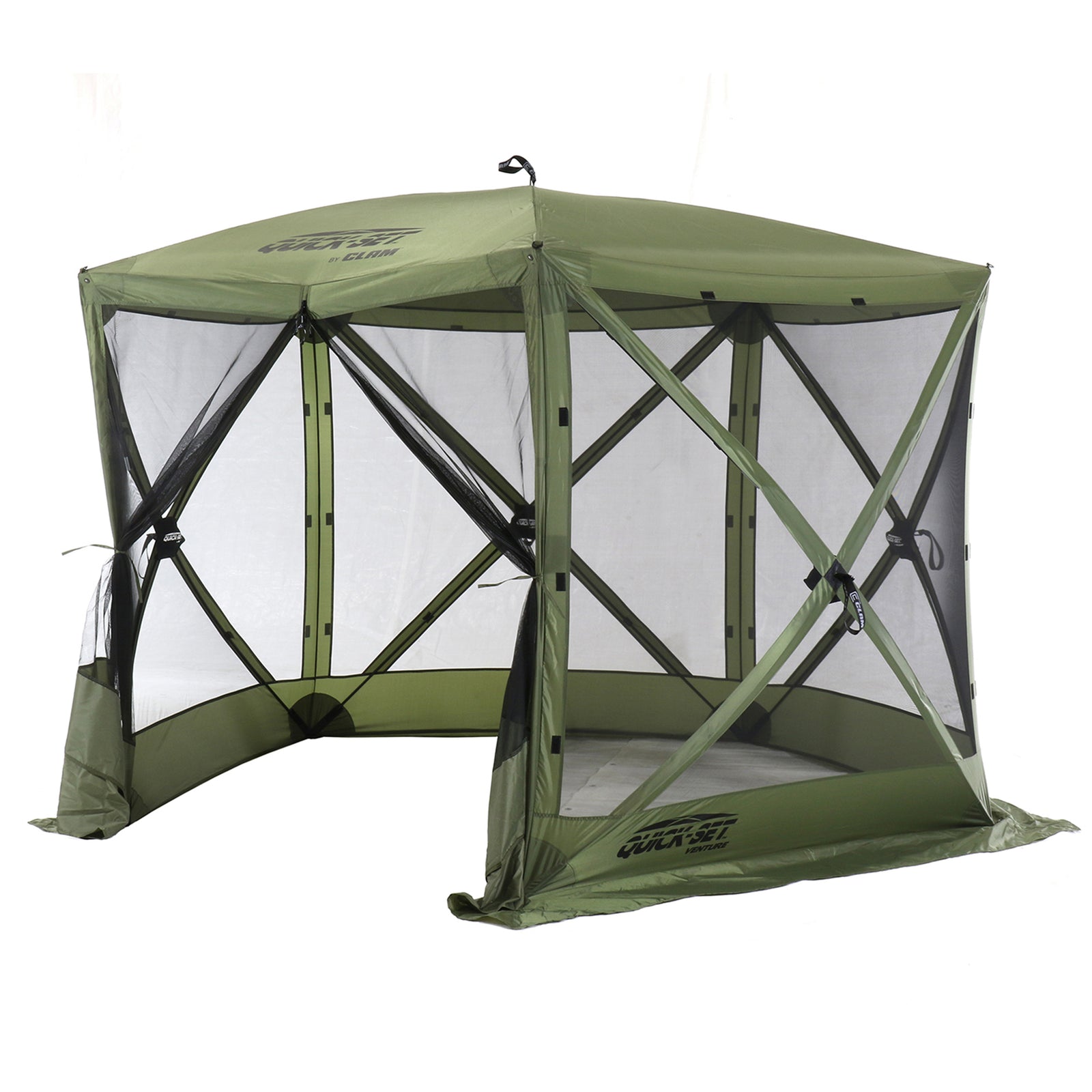 CLAM Portable Canopy Pop Up Tent w/ Mesh Netting, Green/Black (Used) - VMInnovations