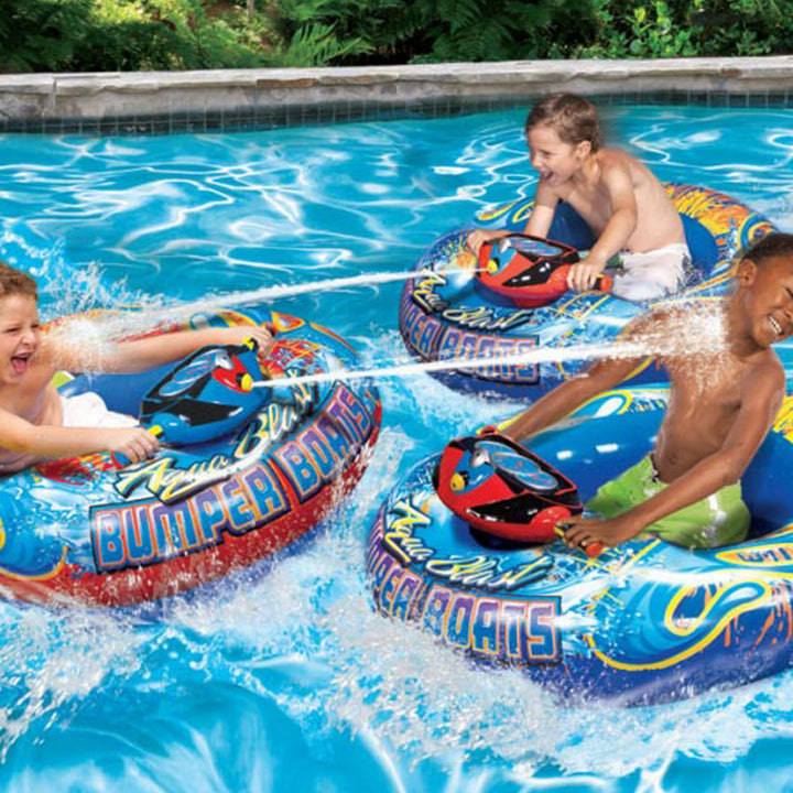 Banzai Aqua Blast Motorized Bumper Boat Inflatable Pool Float Water Toy, Red - VMInnovations