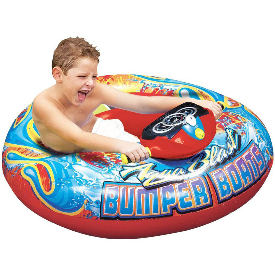 Banzai Aqua Blast Motorized Bumper Boat Inflatable Pool Float Water Toy, Red - VMInnovations