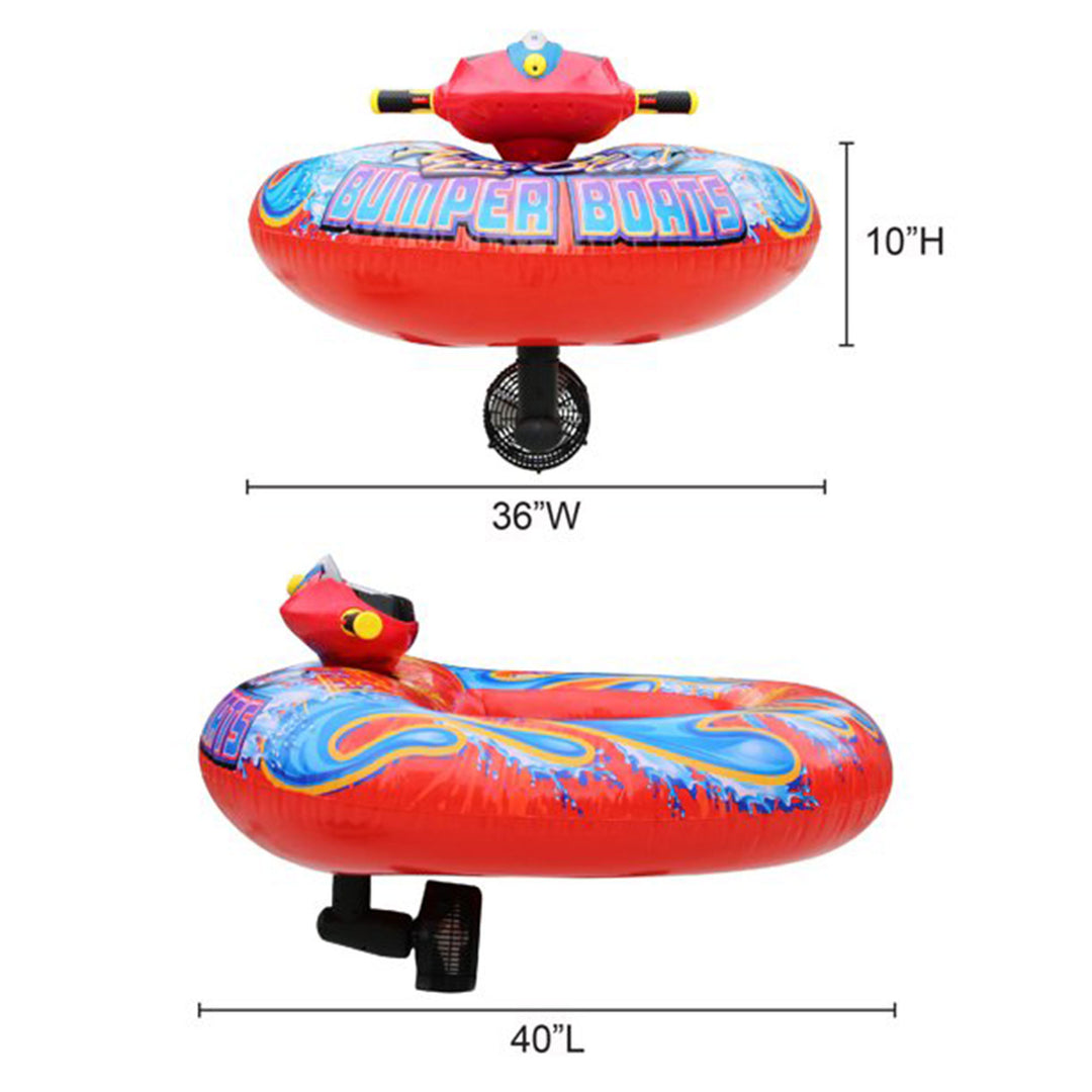 Banzai Aqua Blast Motorized Bumper Boat Inflatable Pool Float Water Toy, Red - VMInnovations