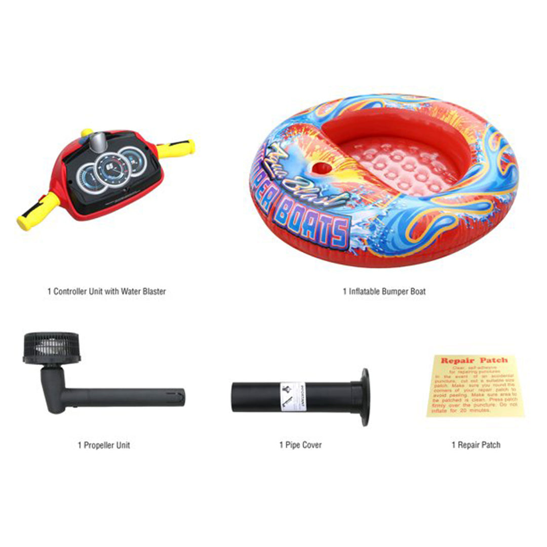 Banzai Aqua Blast Motorized Bumper Boat Inflatable Pool Float Water Toy, Red - VMInnovations