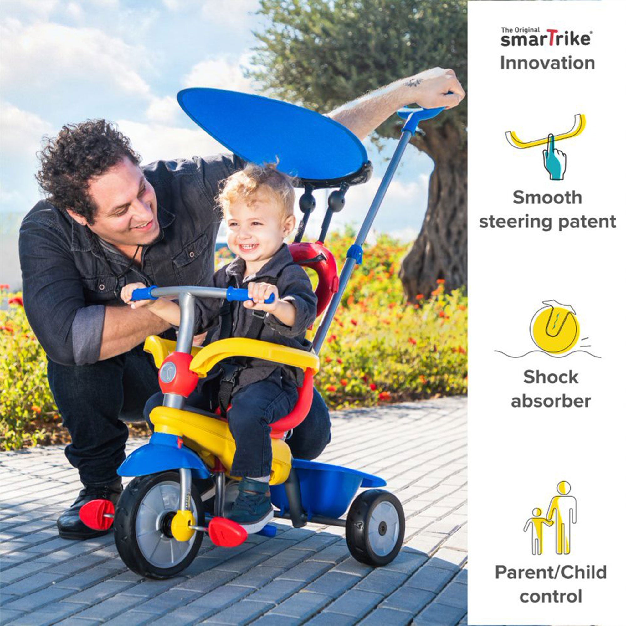 smarTrike Zoom 4 in 1 Baby Toddler Trike Tricycle Toy for 15-36 Mo, Multicolor - VMInnovations