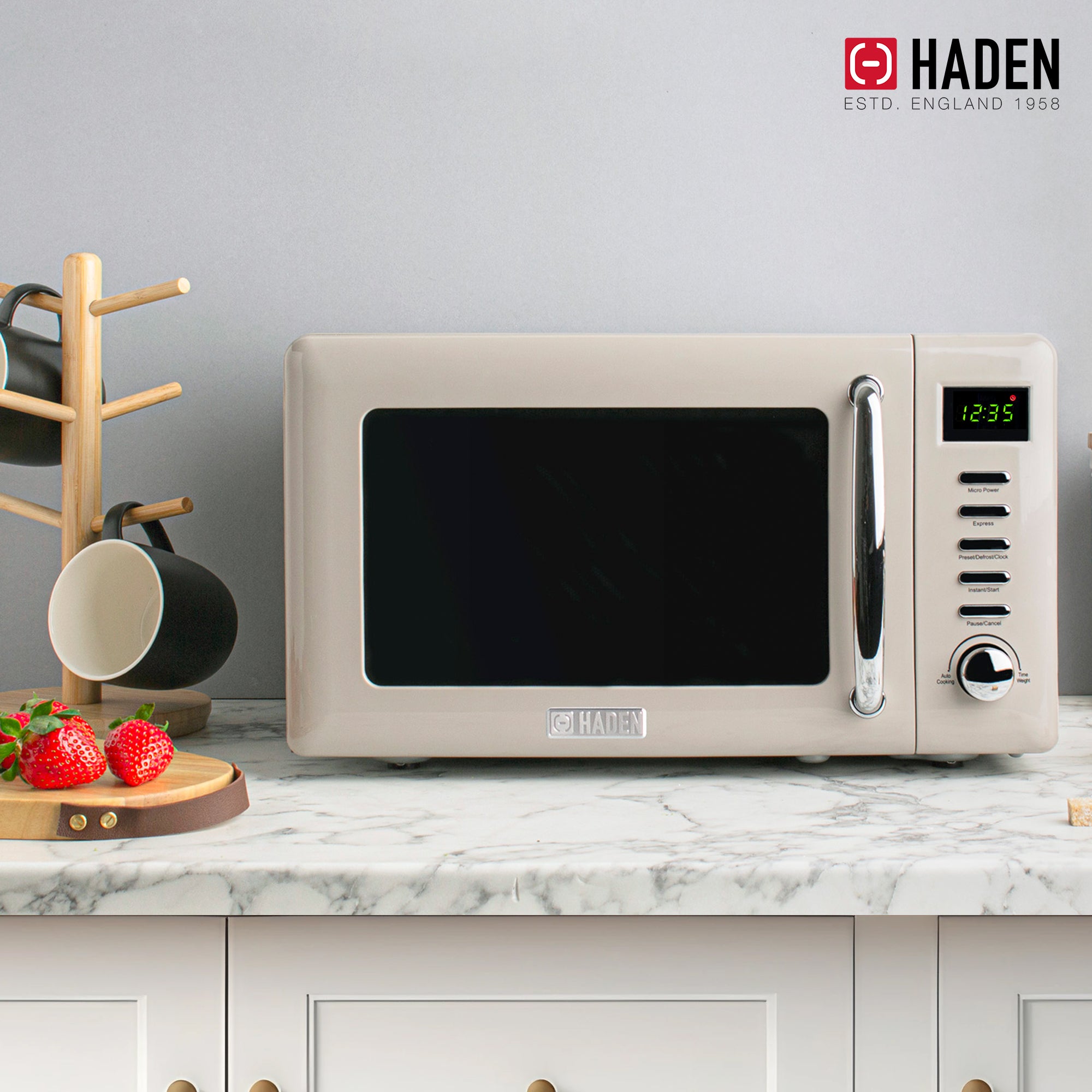 Haden Cotswold Vintage Retro 0.7 Cu Ft 700W Microwave Oven, Putty (For Parts) - VMInnovations
