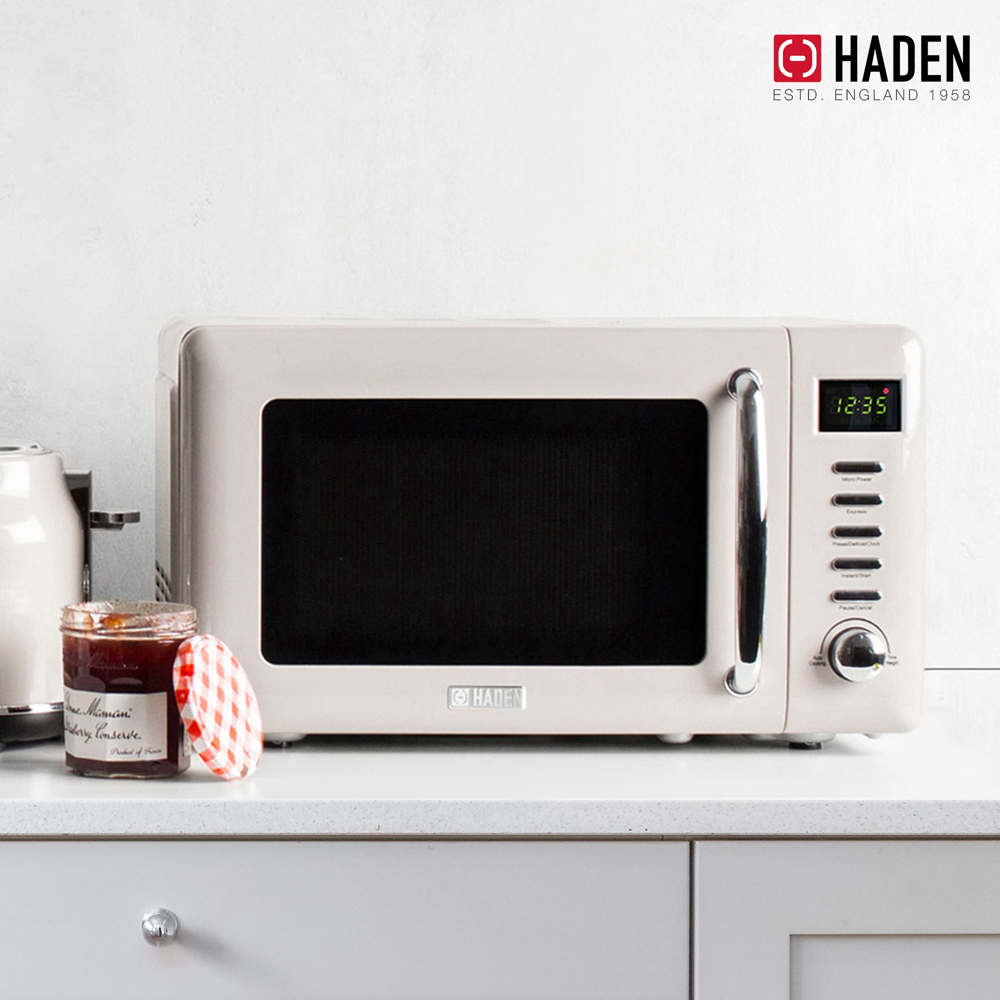 Haden Cotswold Vintage Retro 0.7 Cu Ft 700W Microwave Oven, Putty (For Parts) - VMInnovations