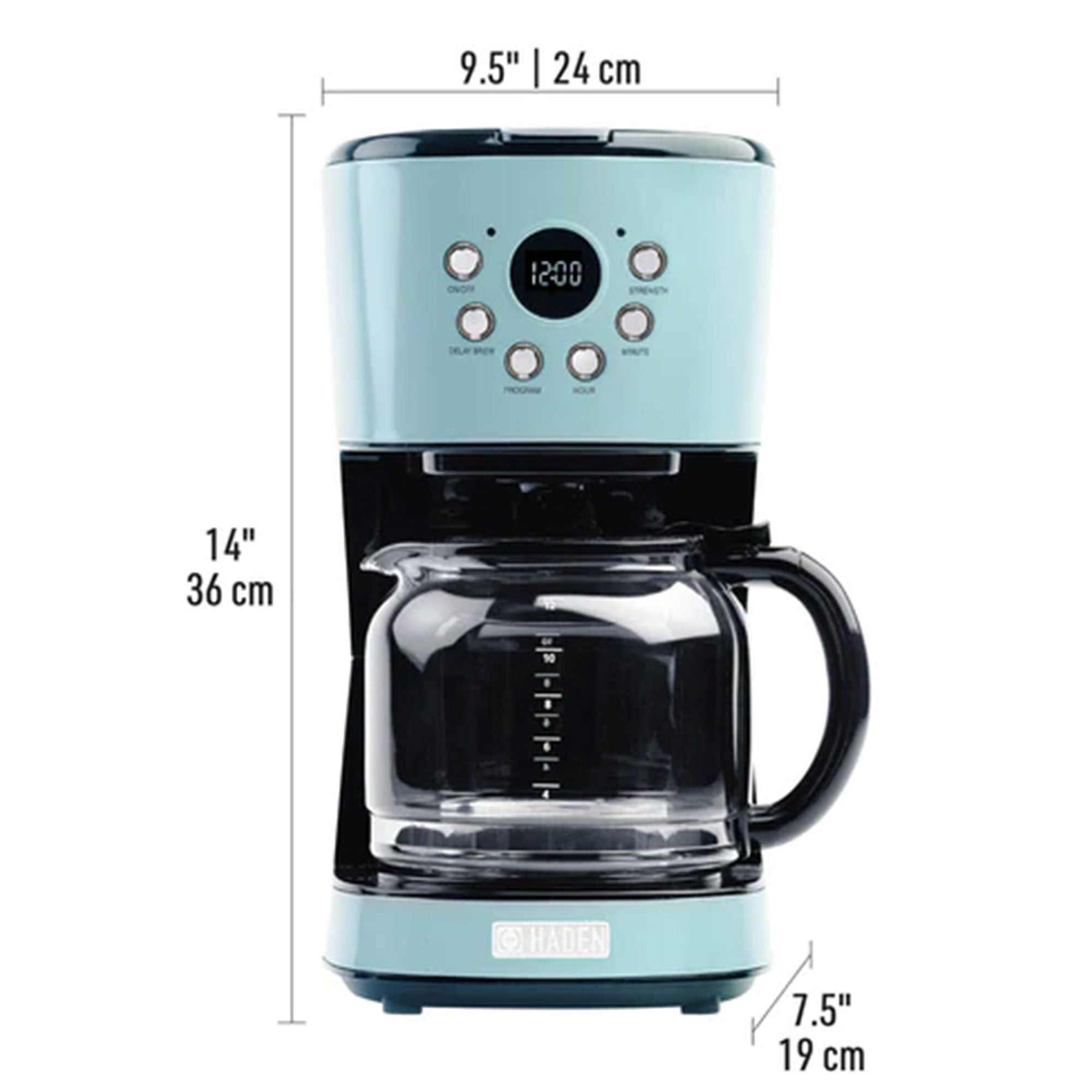 Haden Heritage 12 Cup Programmable Vintage Retro Home Coffee Maker Machine, Blue (Refurbished)