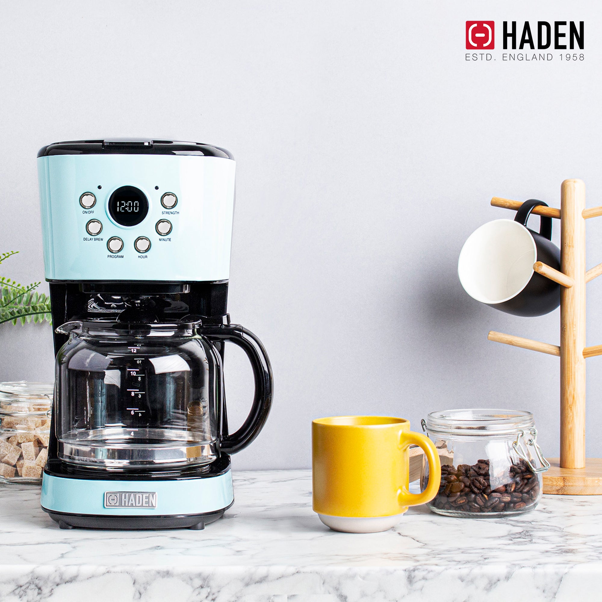 Haden Heritage 12 Cup Vintage Retro Home Coffee Maker Machine, Blue (For Parts) - VMInnovations