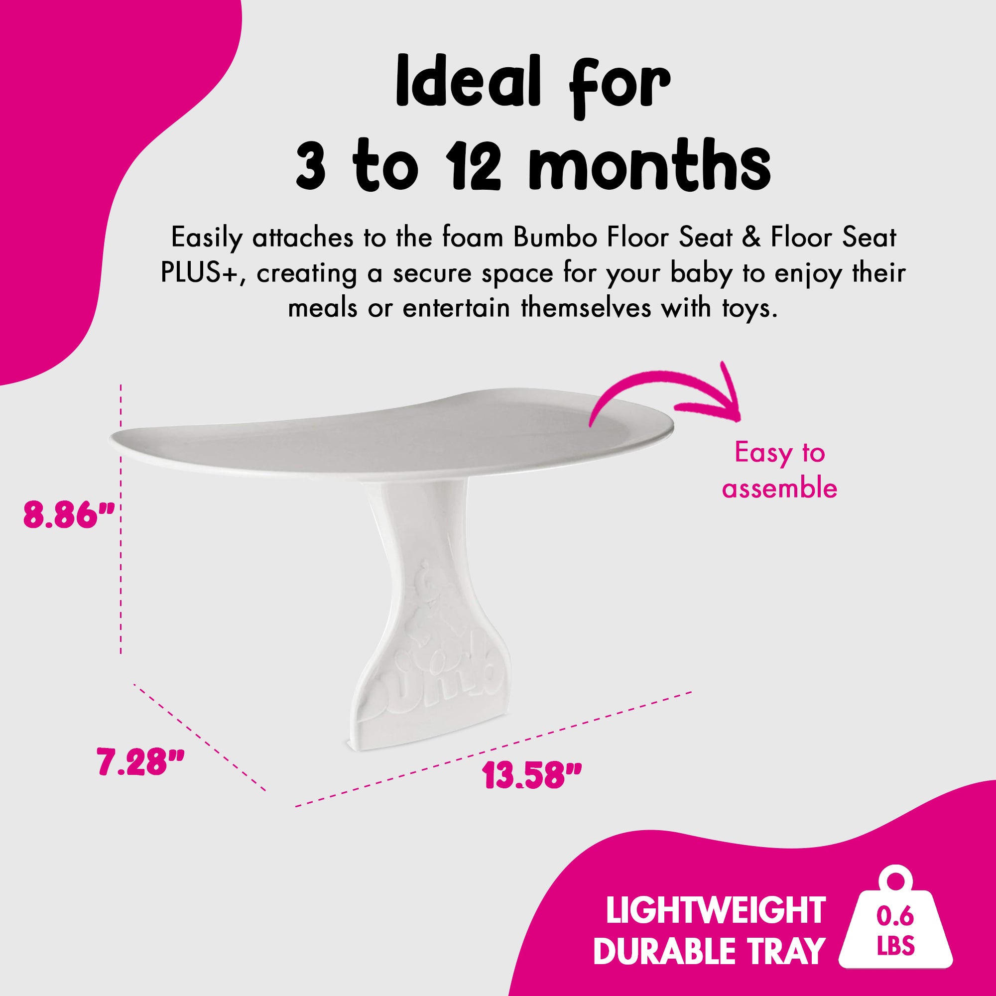 Bumbo Seat Tray Attachment Baby Infant Child Toddler Floor Seat Accessory, White