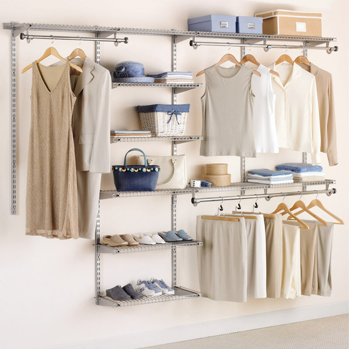 Rubbermaid Configurations 4-8 Feet Custom Closet Organizer Deluxe Kit, Titanium