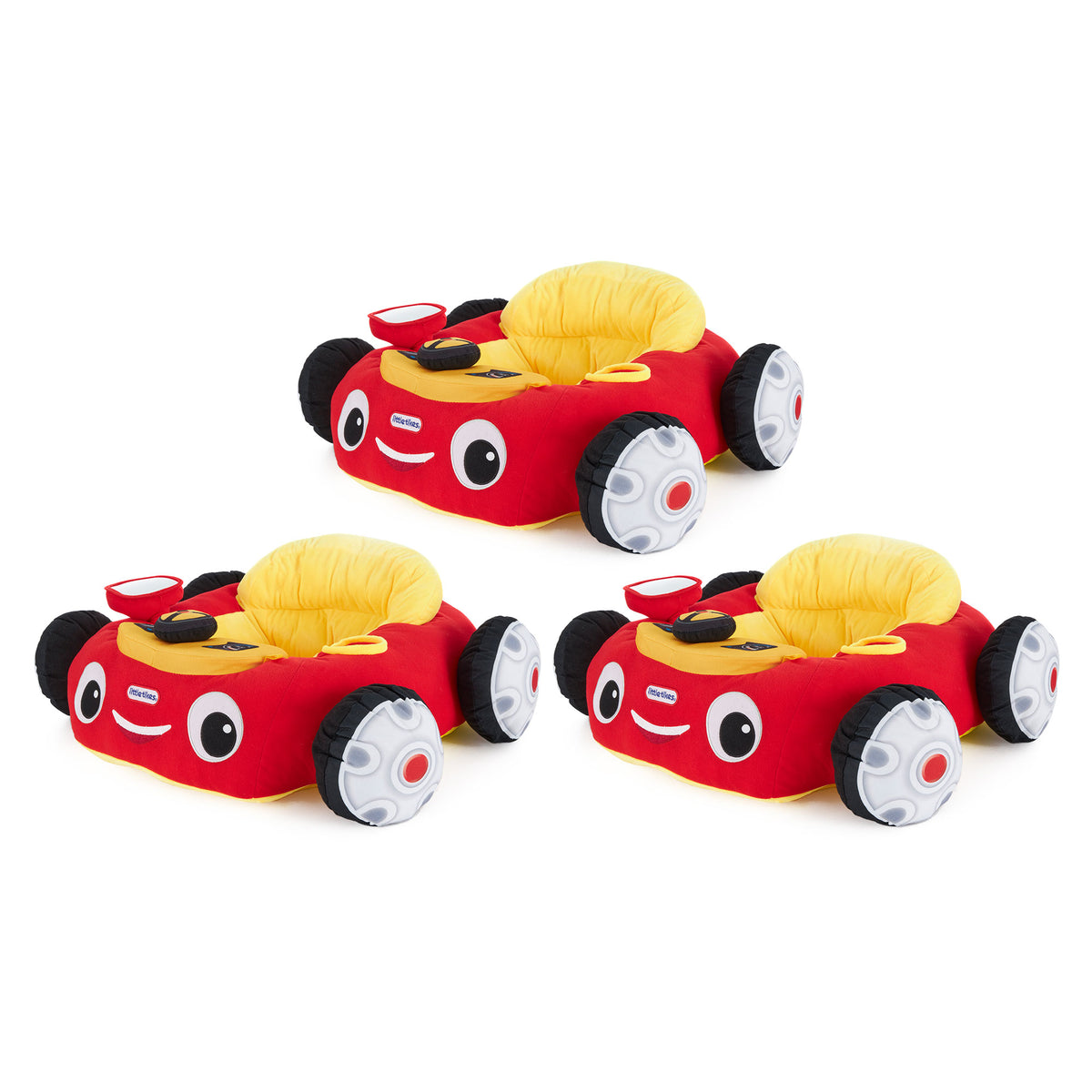 Little Tikes Cozy Coupe Plush Baby Toddler Lounger Floor Seat, Red Car (3 Pack) - VMInnovations