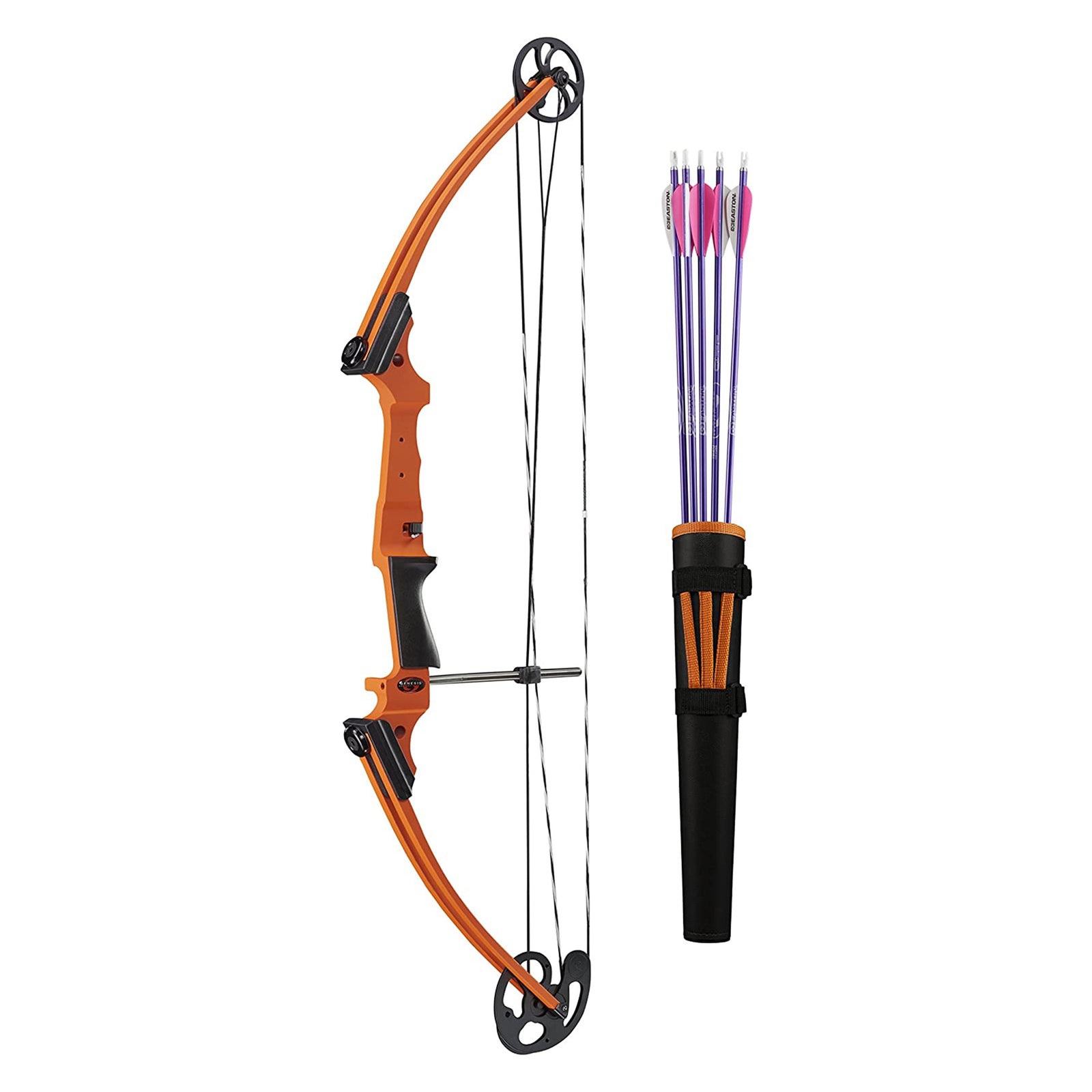 Genesis Original Archery Compound Bow and Arrow Set, Draw Hand-Left, Orange - VMInnovations