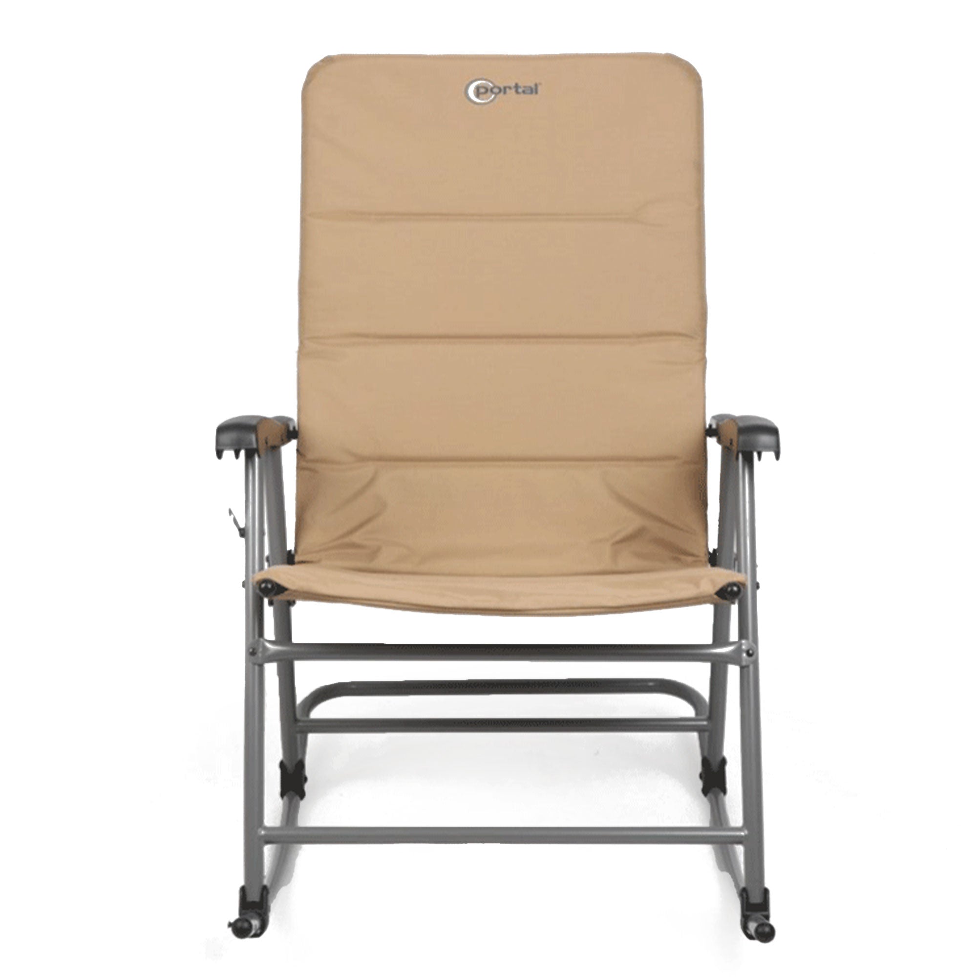 Portal Outdoor Portable Folding Camping Rocking Chair Recliner, Tan (2 Pack) - VMInnovations