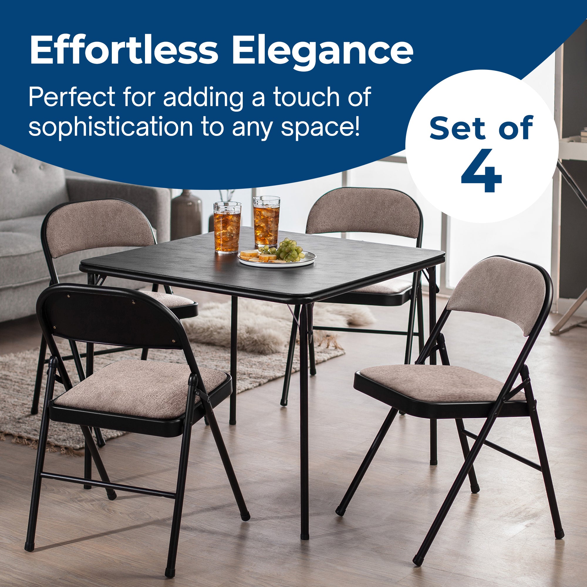 MECO 4-Pack of Deluxe Corrin Fabric Padded Folding Chairs with 16 x 16 Inch Seat - VMInnovations