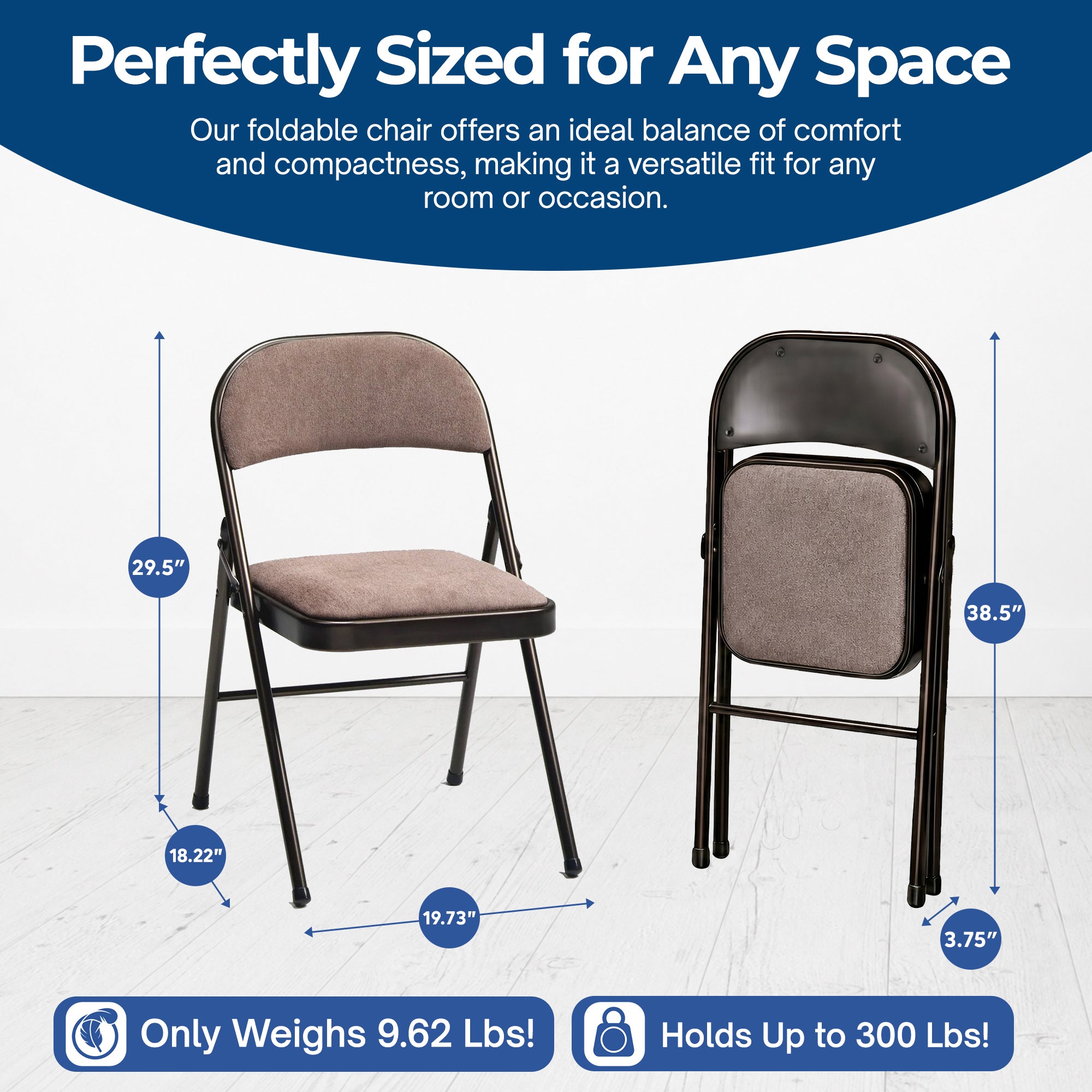MECO 4-Pack of Deluxe Corrin Fabric Padded Folding Chairs with 16 x 16 Inch Seat