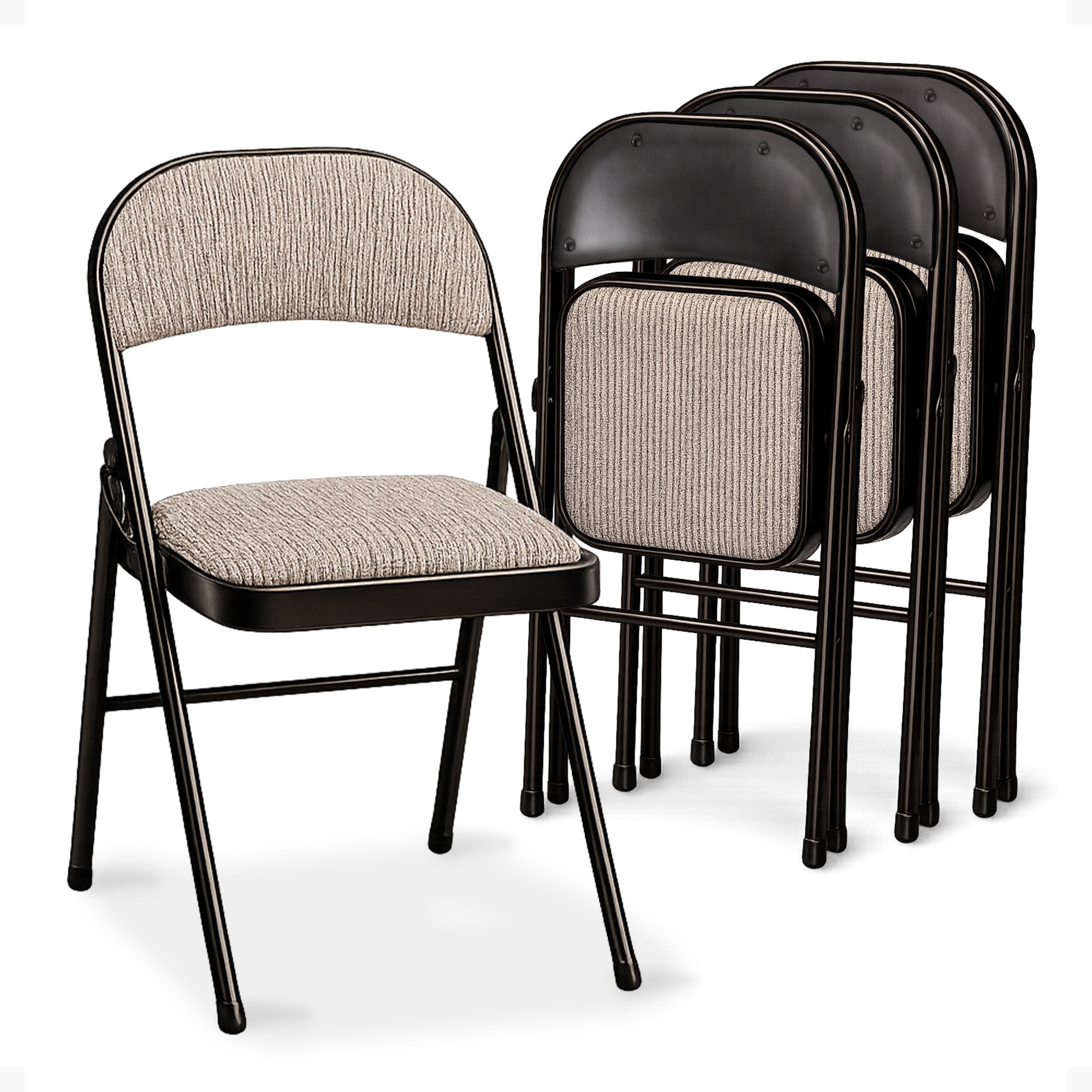 MECO 4-Pack of Deluxe Motif Fabric Padded Folding Chairs with 16 x 16 Inch Seat - VMInnovations