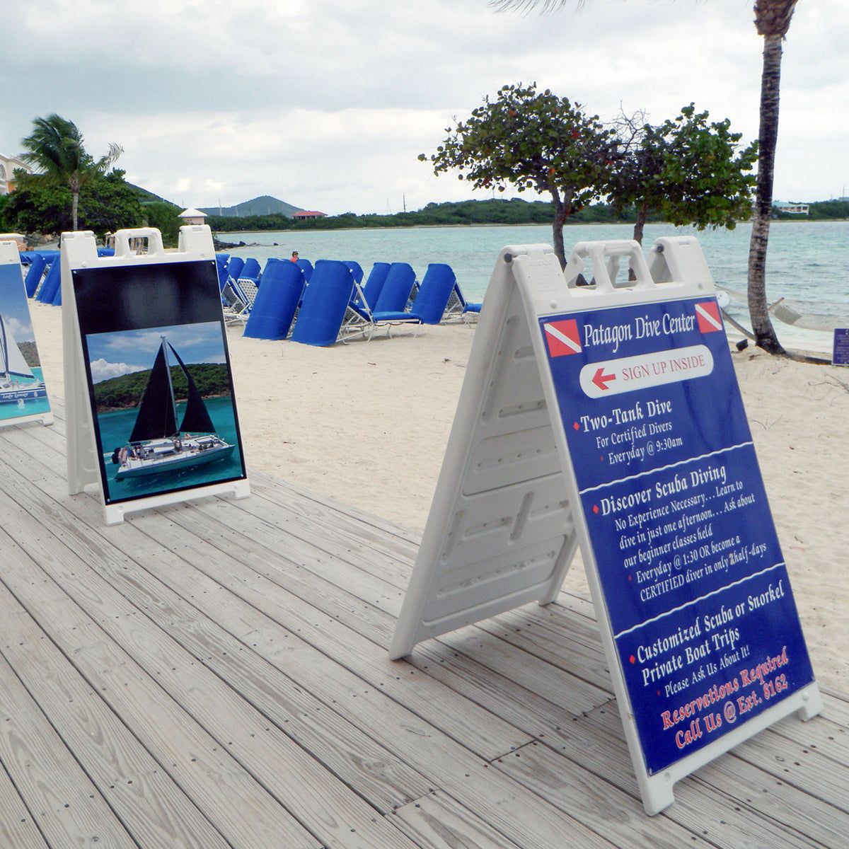 Plasticade Signicade Portable Folding Sidewalk Double Sided Sign Stand, (2 Pack)