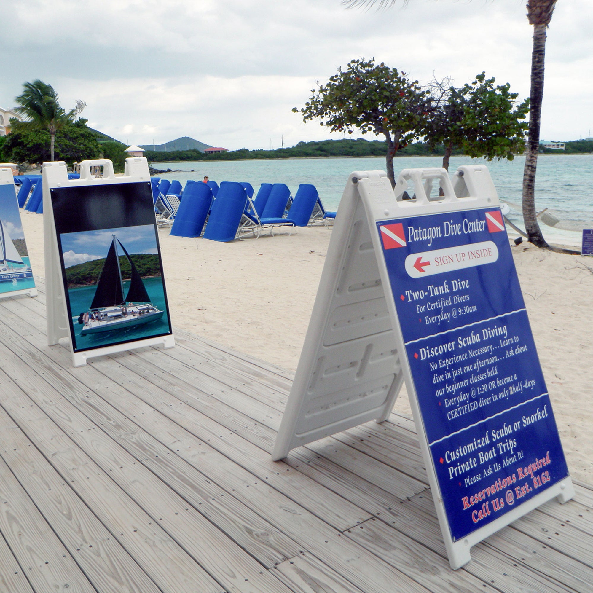 Plasticade Signicade Portable Folding Sidewalk Double Sided Sign Stand, (2 Pack)