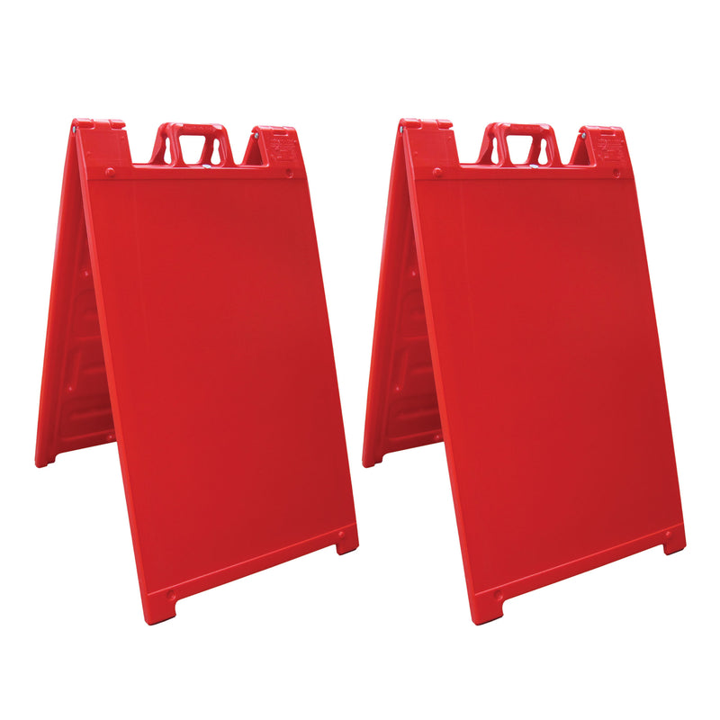 Plasticade Signicade A Frame Plain Portable Folding Sidewalk Sign, Red (2 Pack)