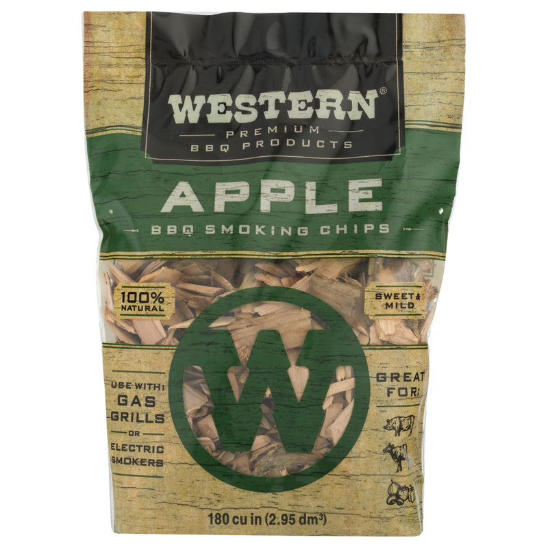 Western BBQ 180 Cu In Premium Apple Wood BBQ Grill/Smoker Cooking Chips (2 Pack)