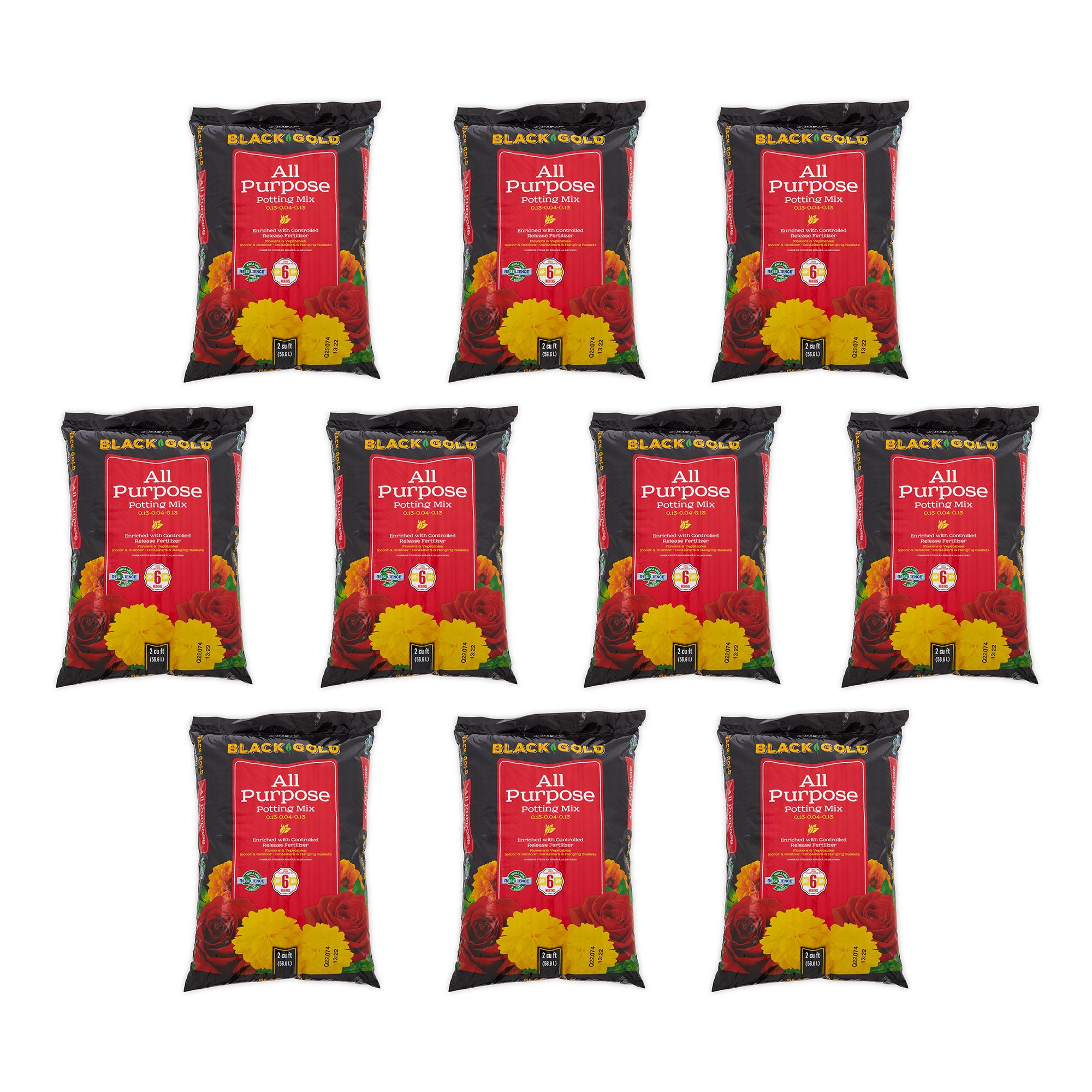 SunGro Black Gold All Purpose Potting Soil Fertilizer Mix, 2 Cu Ft Bag (10 Pack) - VMInnovations