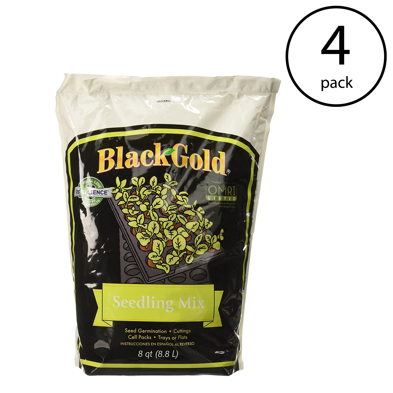 SunGro Black Gold Seeds & Cutting Seedling Germination Mix, 8 Quart Bag (4 Pack)