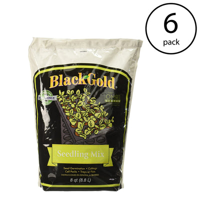 SunGro Black Gold Seeds & Cutting Seedling Germination Mix, 8 Quart Bag (6 Pack)