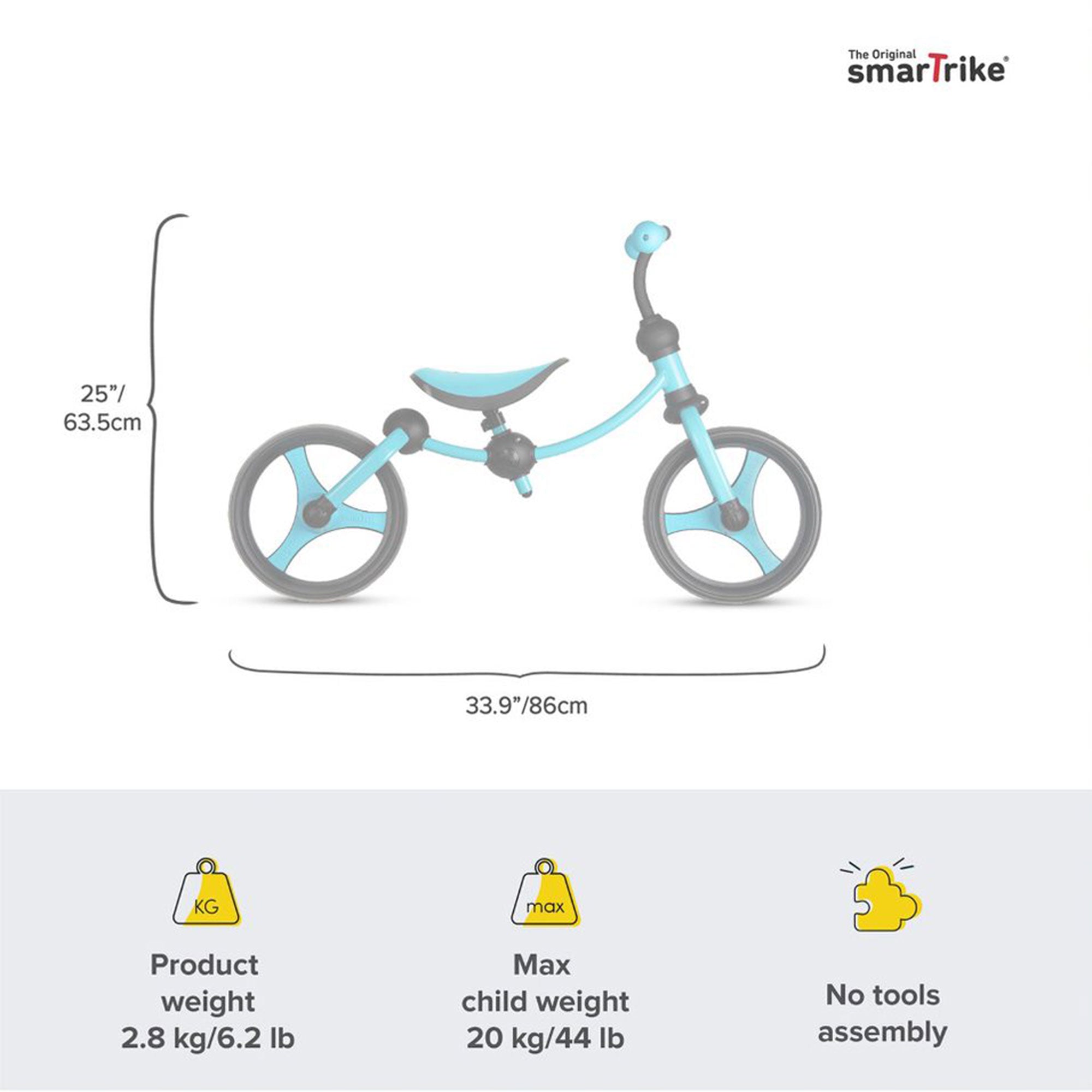 smarTrike Adjustable Kids Running Bike 2 in 1 Balance Bike, Blue (Open Box) - VMInnovations