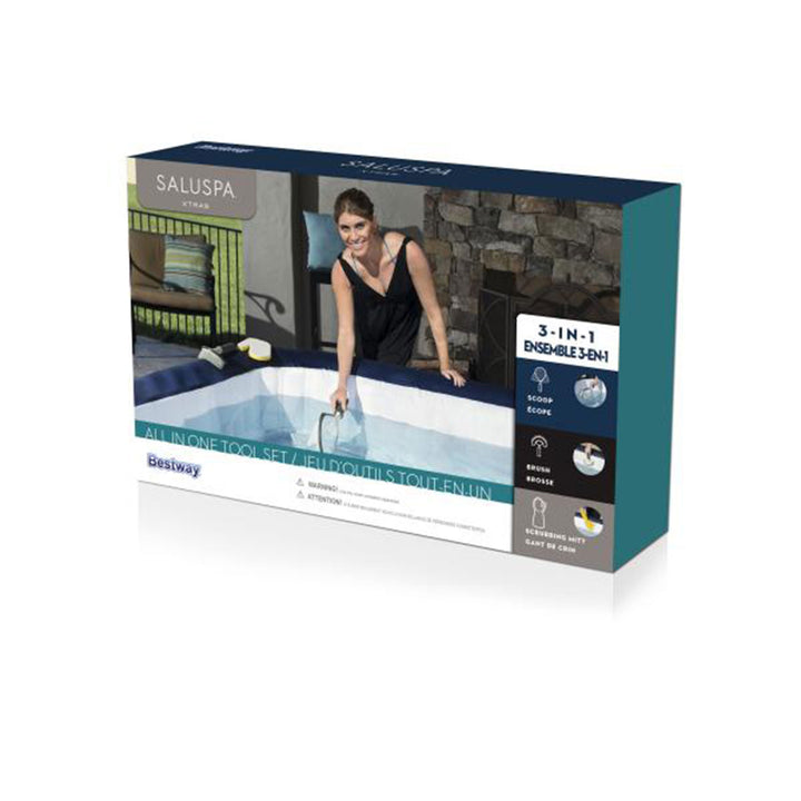 Bestway SaluSpa All In One 3 Piece Cleaning Tool Accessory Set for Hot Tub Spa - VMInnovations