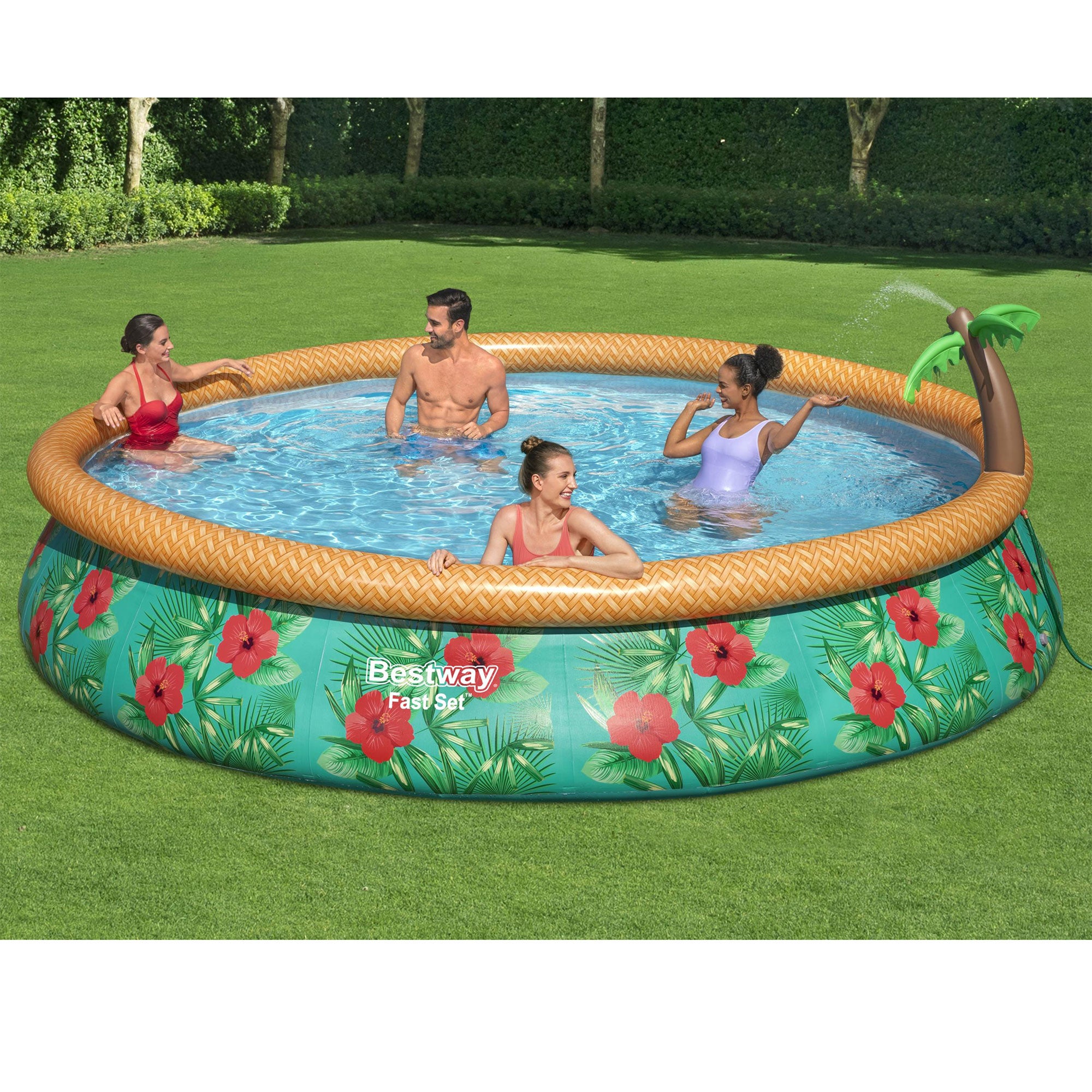 Bestway 57415E 15Ft x 33In Fast Set Paradise Palms Inflatable Pool Set (Used) - VMInnovations