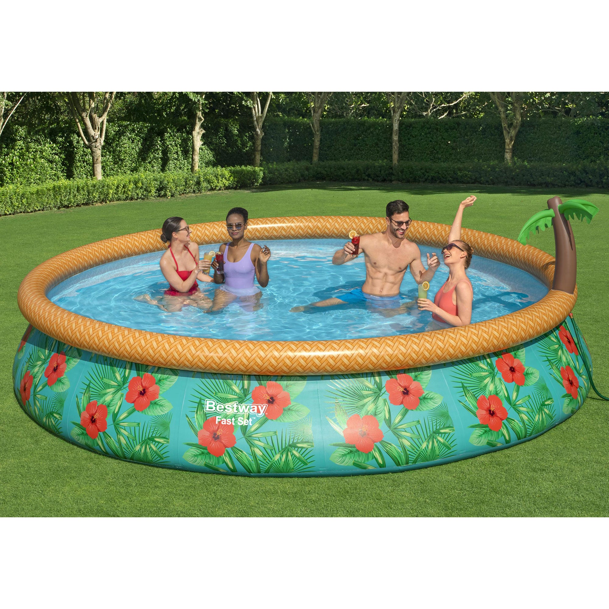 Bestway 57415E 15Ft x 33In Fast Set Paradise Palms Inflatable Pool Set (Used) - VMInnovations