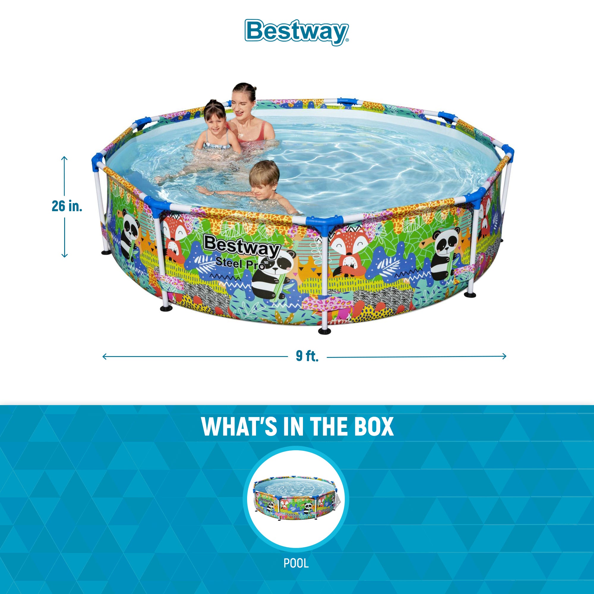 Bestway Steel Pro Panda Print DuraPlus Round Above Ground Pool (Open Box) - VMInnovations