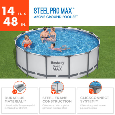 Bestway Steel Pro MAX 14'x48" Round Above Ground Swimming Pool with Pump & Cover