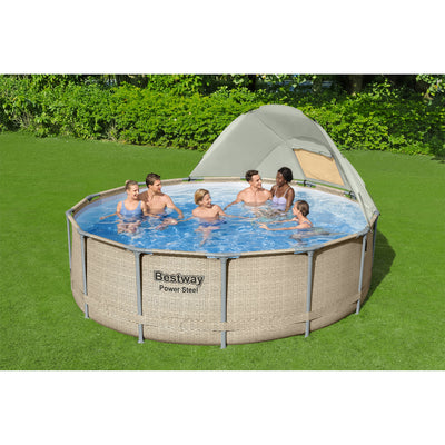 Bestway Power Steel 13' x 42" Above Ground Outdoor Swimming Pool Set with Canopy