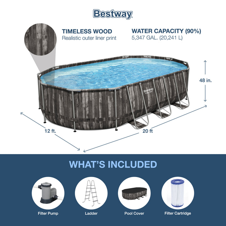 Bestway Power Steel 20x12x4 Foot Above Ground Oval Pool Set (For Parts) - VMInnovations
