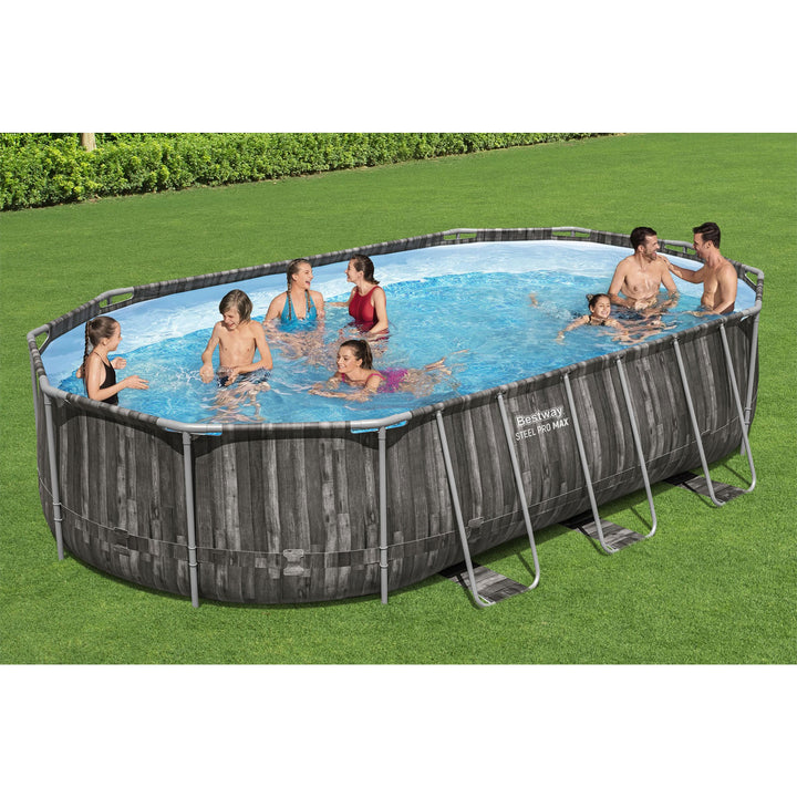 Bestway Power Steel 20x12x4 Foot Above Ground Oval Pool Set (For Parts) - VMInnovations