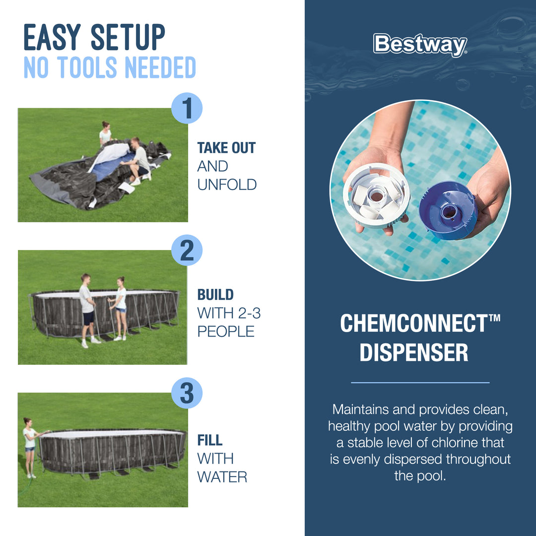 Bestway Power Steel 20x12x4 Foot Above Ground Oval Pool Set (For Parts) - VMInnovations
