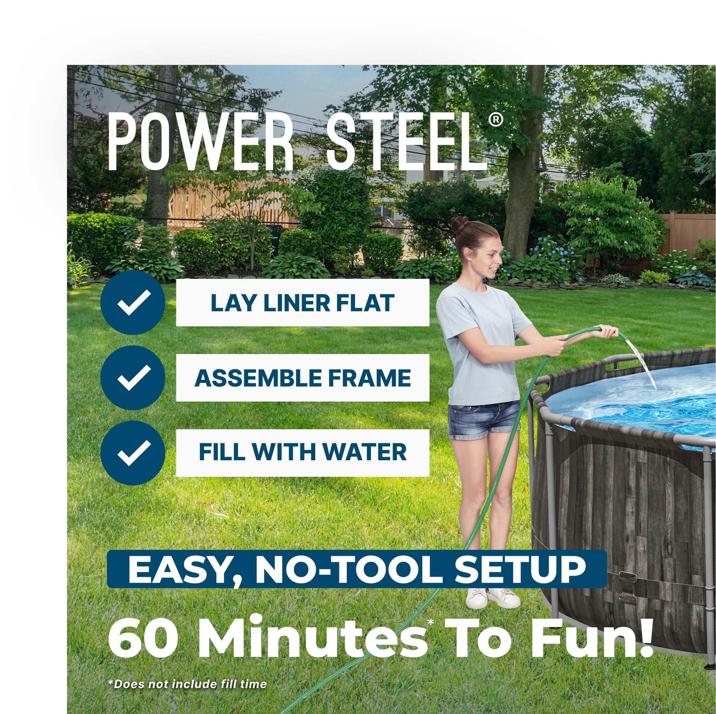 Bestway Power Steel 20x12x4 Ft Above Ground Oval Pool Set w/ Accessory Kit(Used) - VMInnovations