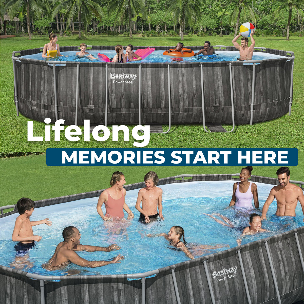 Bestway Power Steel 20x12x4 Foot Above Ground Oval Pool Set (Open Box)