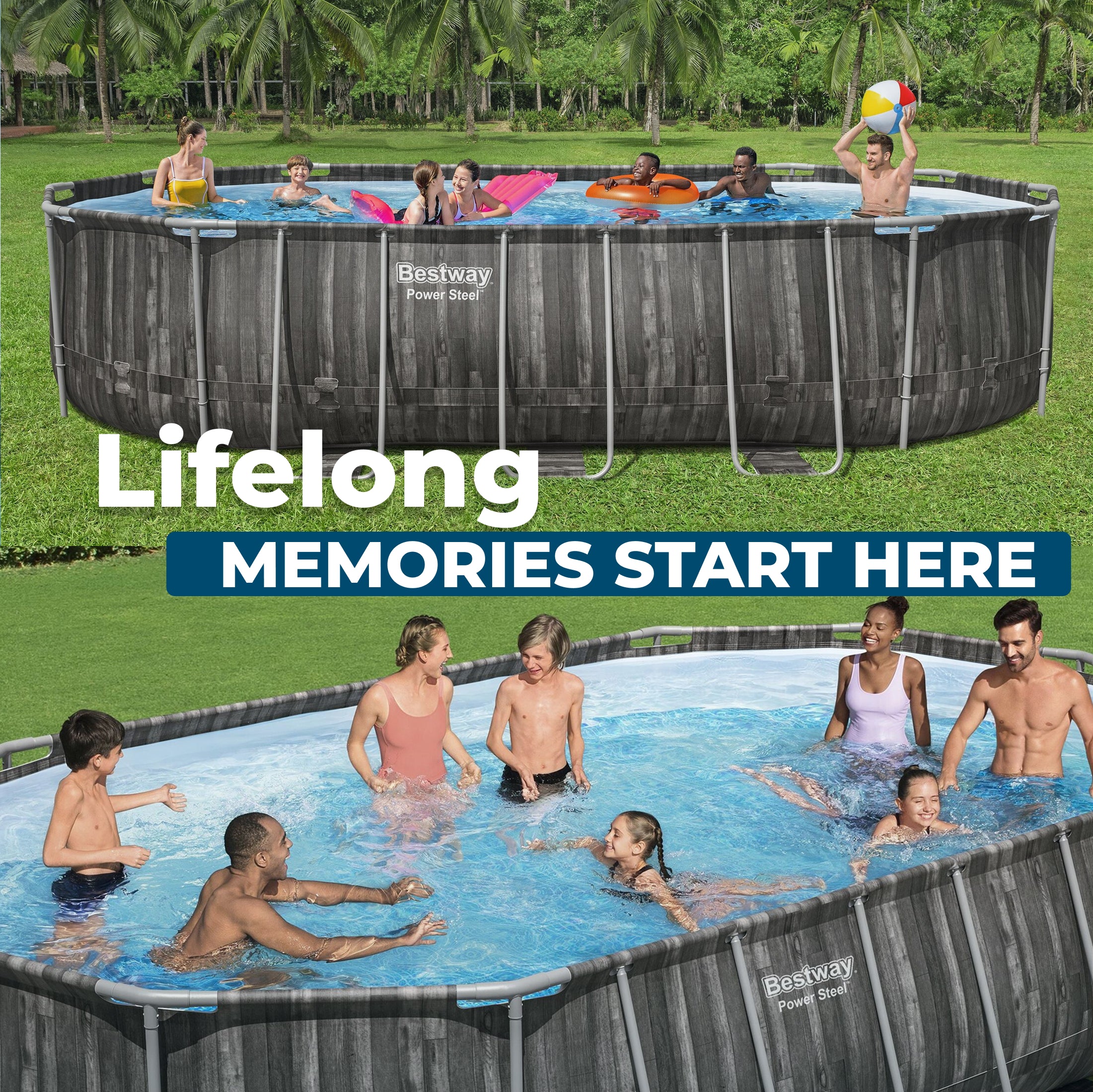 Bestway Power Steel 20x12x4 Ft Above Ground Oval Pool Set w/ Accessory Kit(Used) - VMInnovations