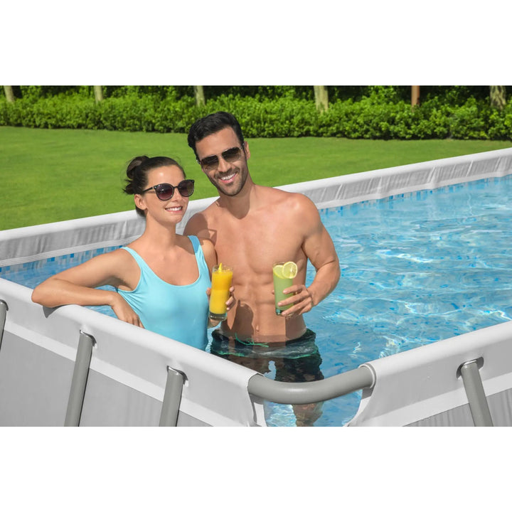 Bestway Power Steel 21' x 9' x 52" Rectangular Above Ground Swimming Pool Set - VMInnovations