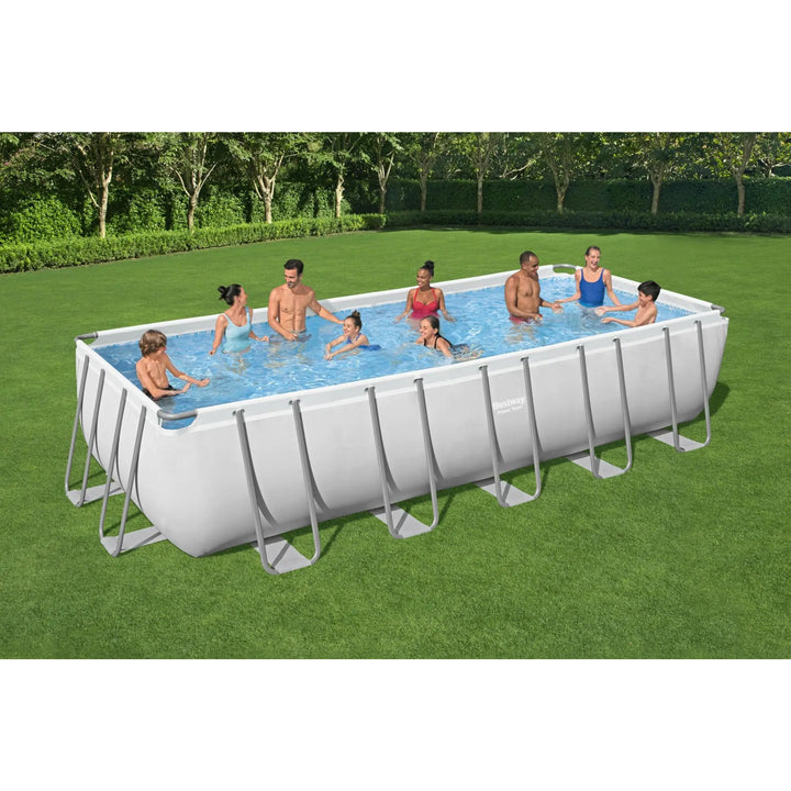 Bestway Power Steel 21' x 9' x 52" Rectangular Above Ground Swimming Pool Set - VMInnovations