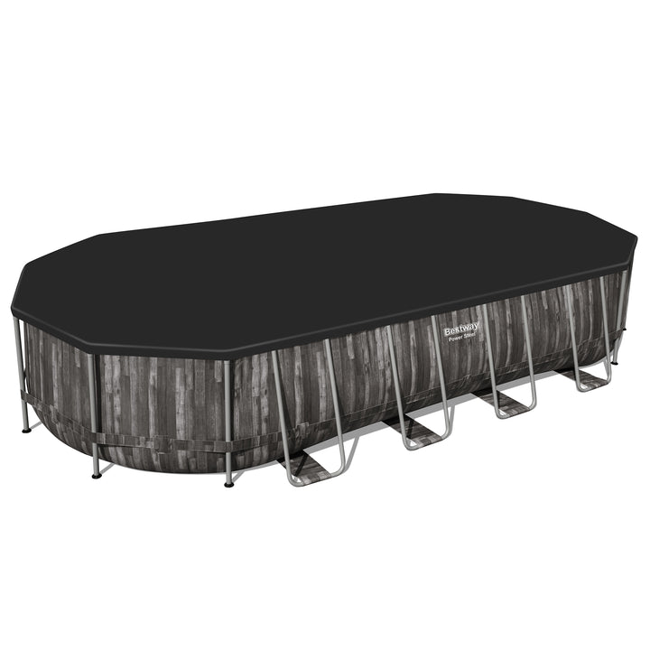 Bestway Power Steel 24' x 12' x 48" Rectangular Above Ground Swimming Pool Set - VMInnovations