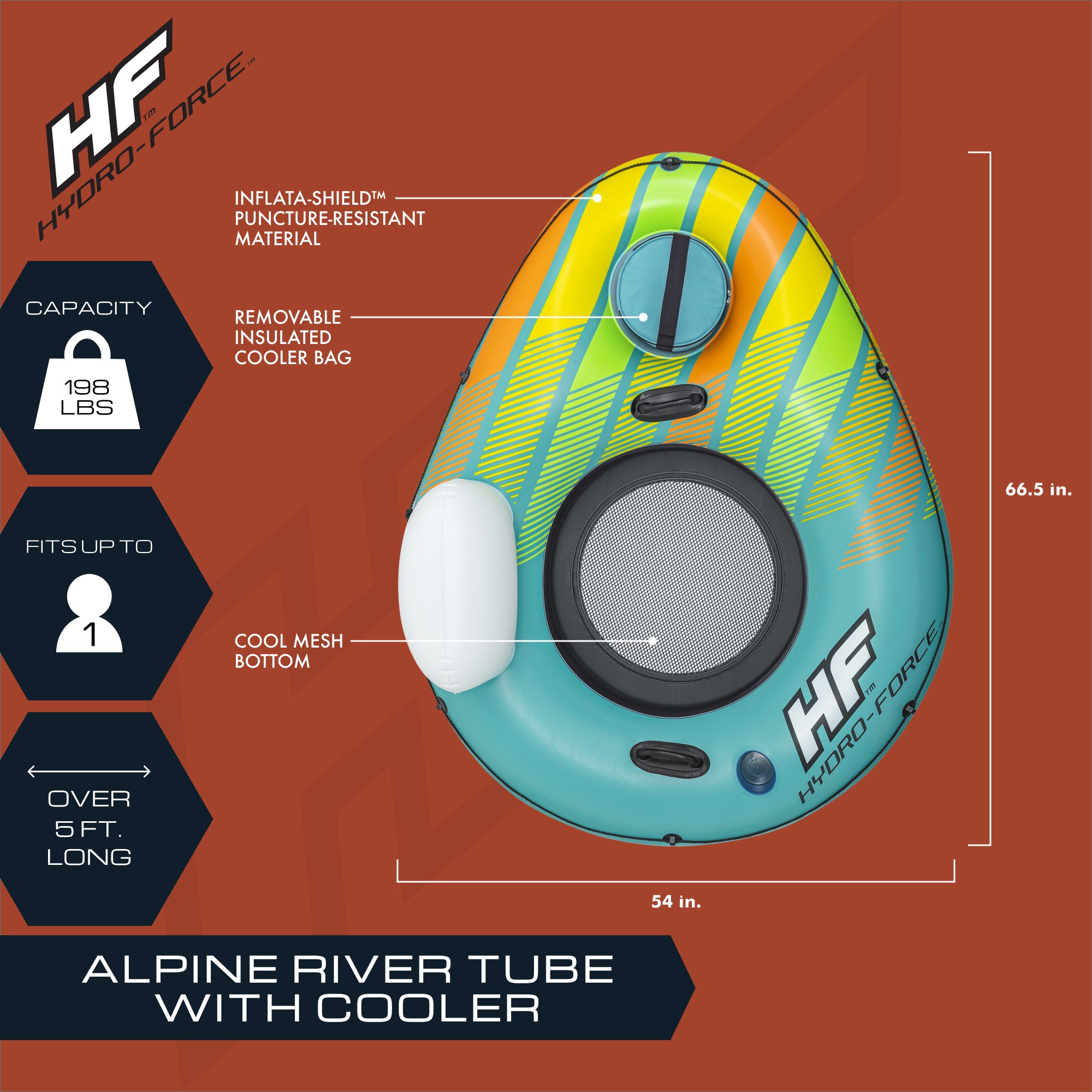 Bestway Hydro Force Alpine Single Person River Float Tube with Cooler (Open Box) - VMInnovations