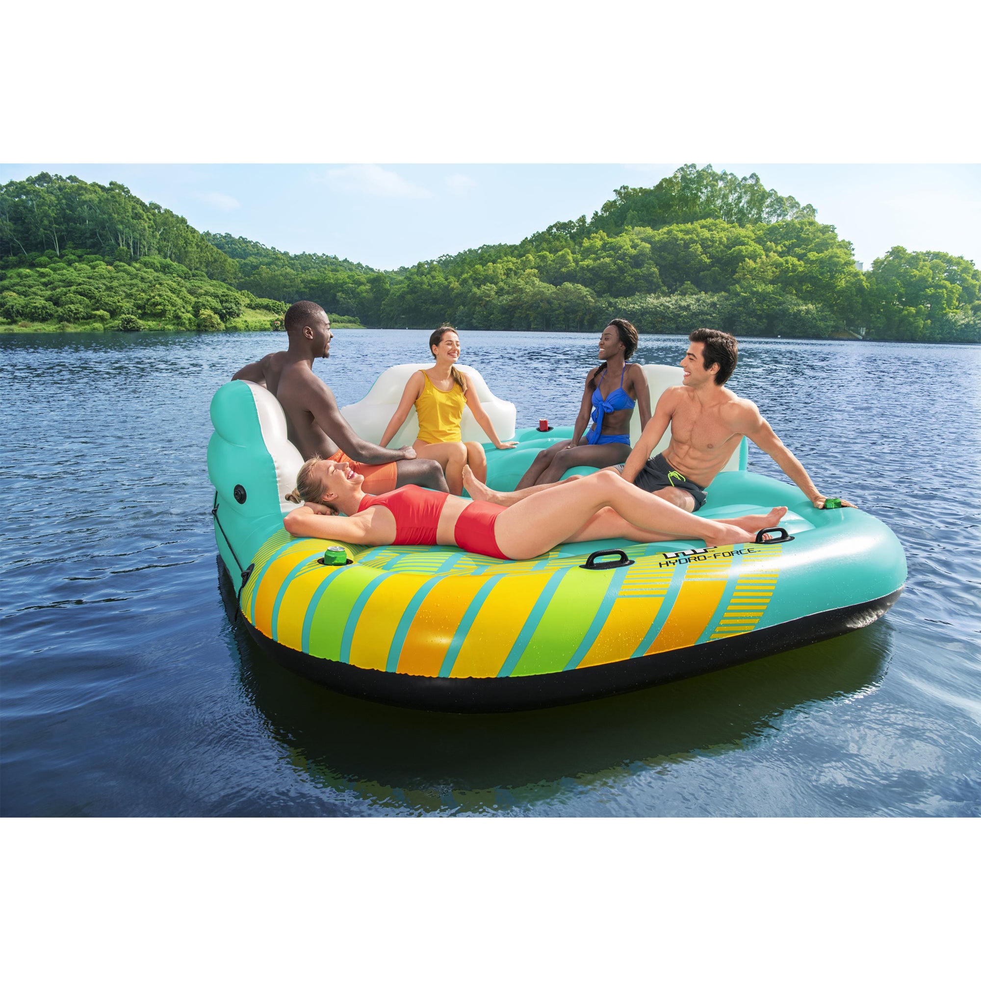 Bestway Hydro Force Sunny 5 Person Inflatable Floating Island Lounge Raft (Used)