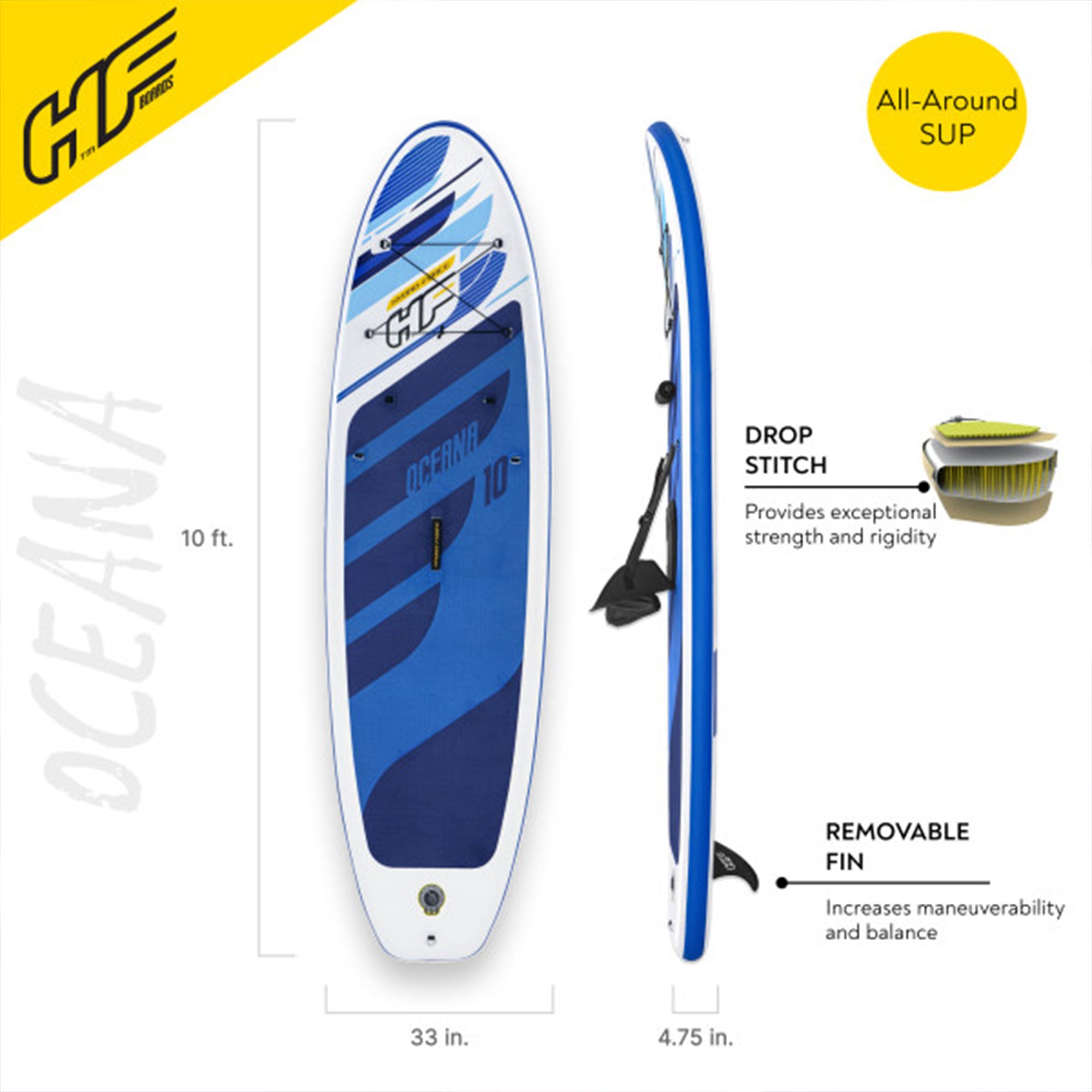Bestway Hydro Force Oceana Inflatable 10 Ft SUP Stand Up Paddle Board Set (Used)