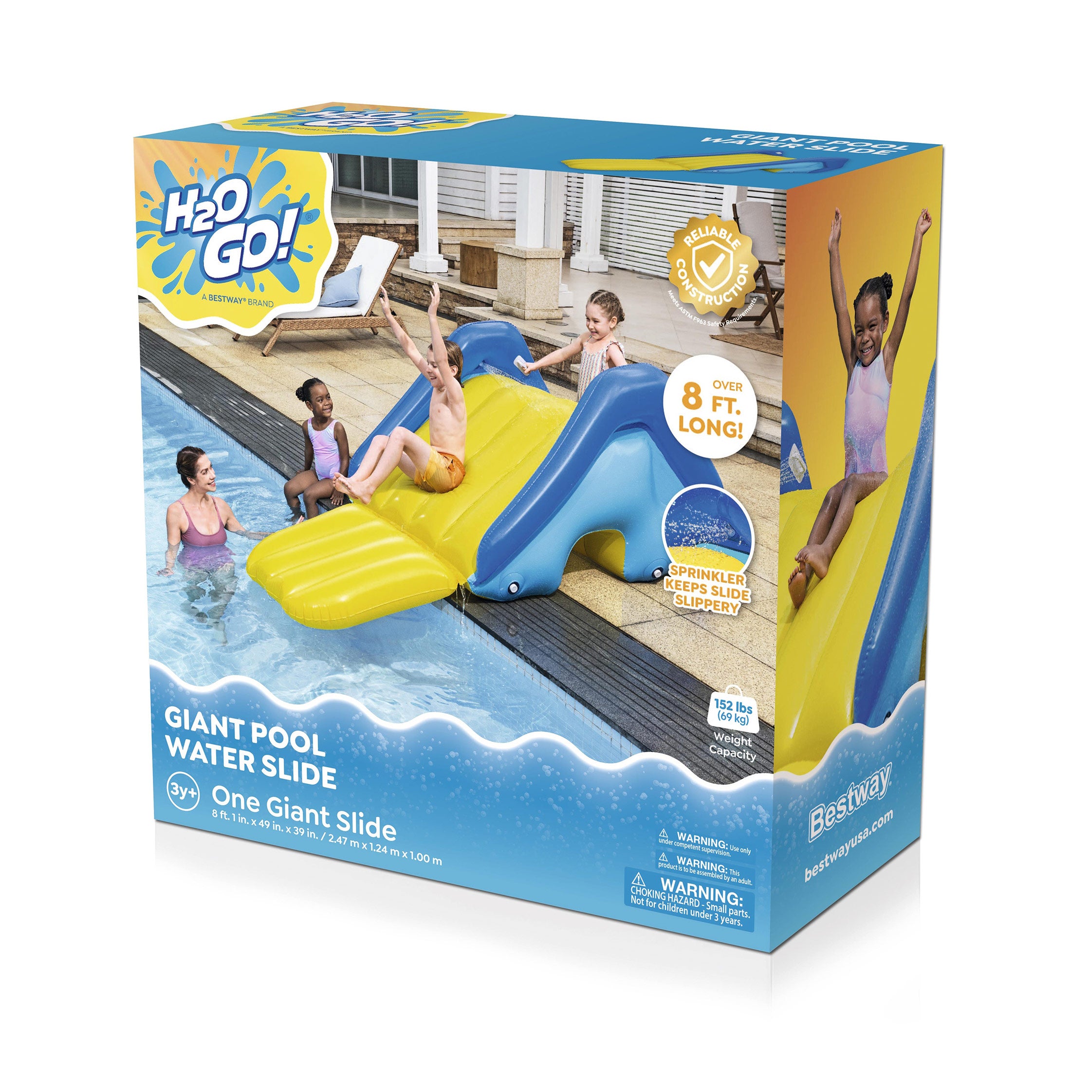 Bestway H2OGO! Giant Inflatable Outdoor Pool Water Slide with Built-In Sprinkler