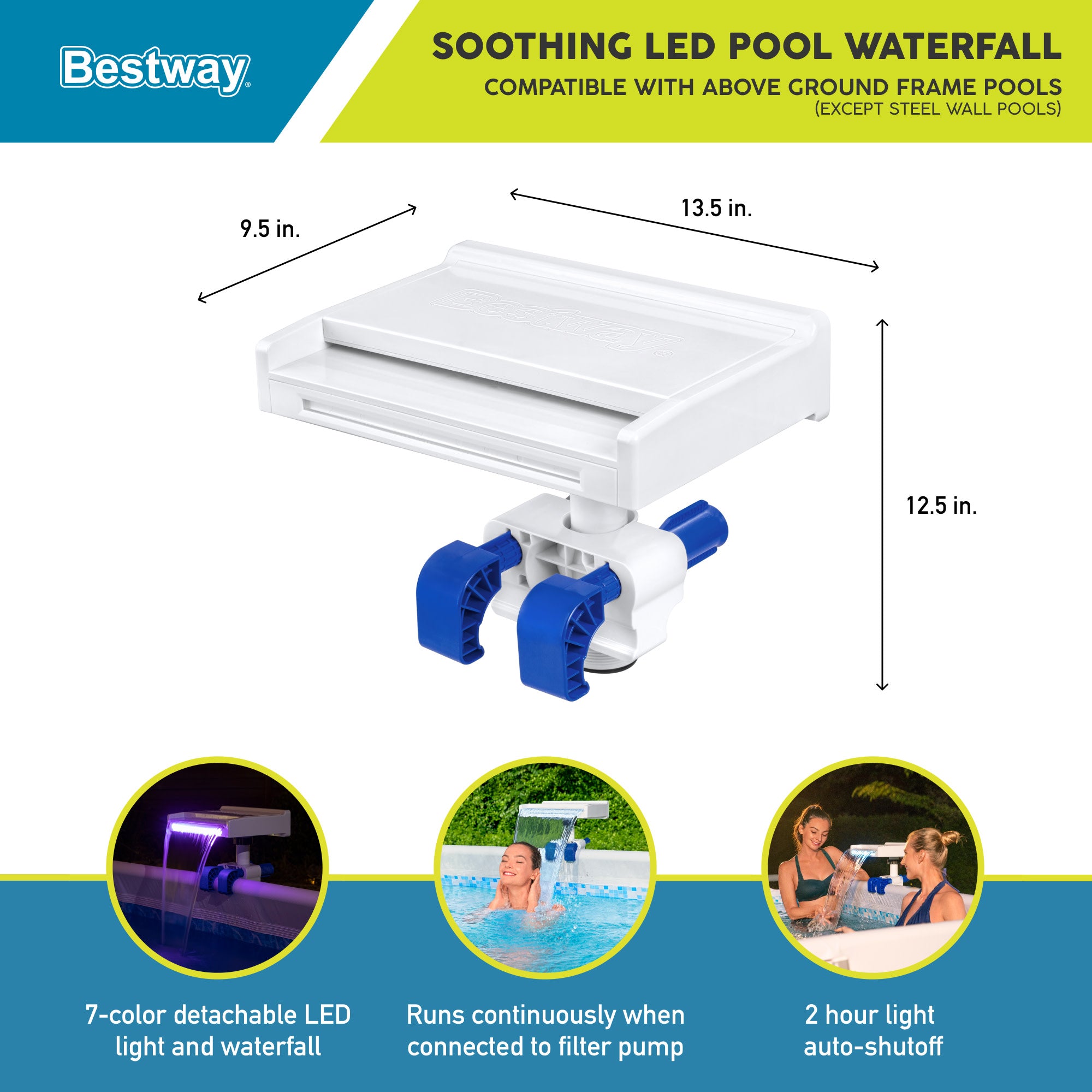 Bestway Above Ground Pool 7 Colored LED Relaxing Waterfall Cascade (For Parts) - VMInnovations