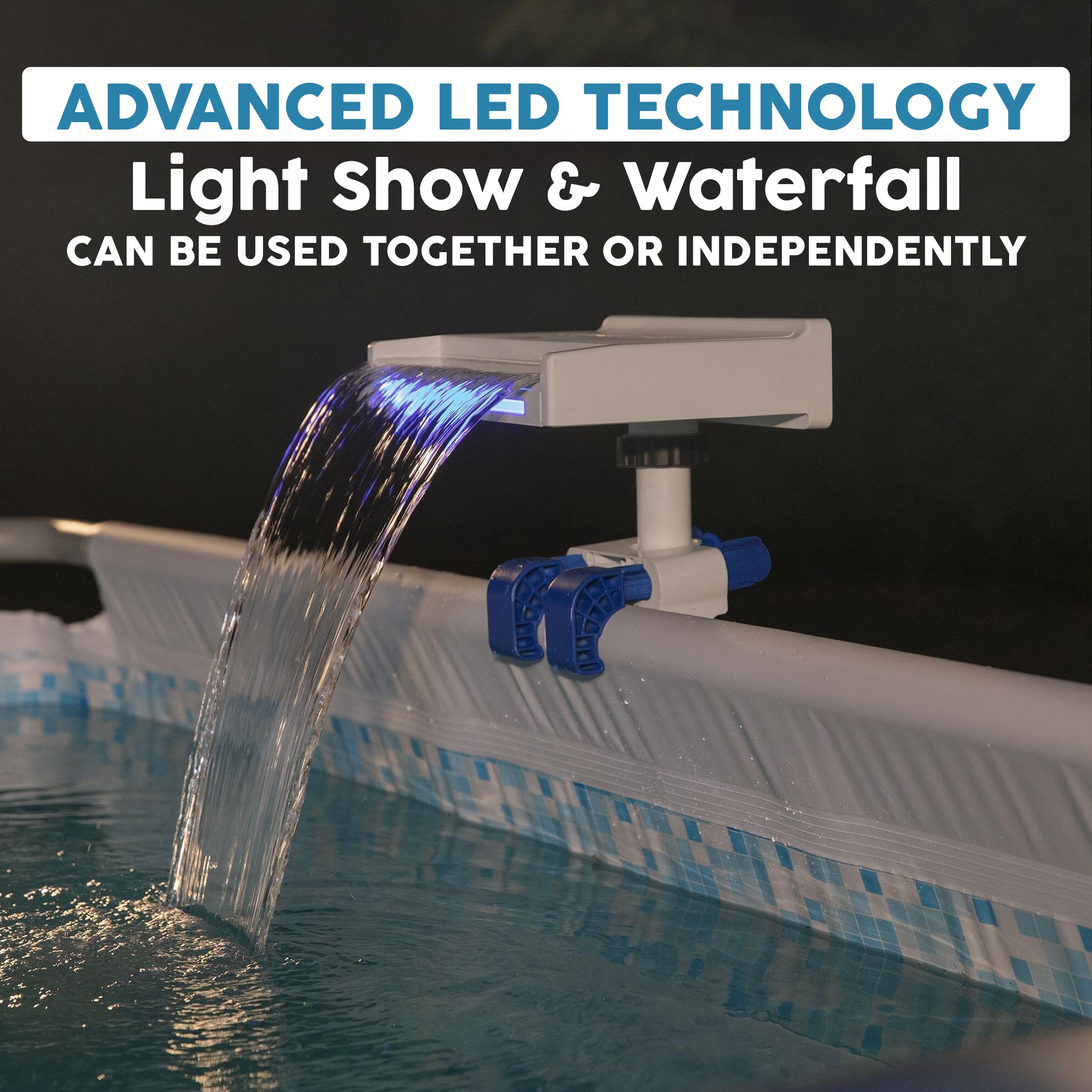 Bestway Above Ground Swimming Pool 7 Colored LED Relaxing Waterfall Cascade