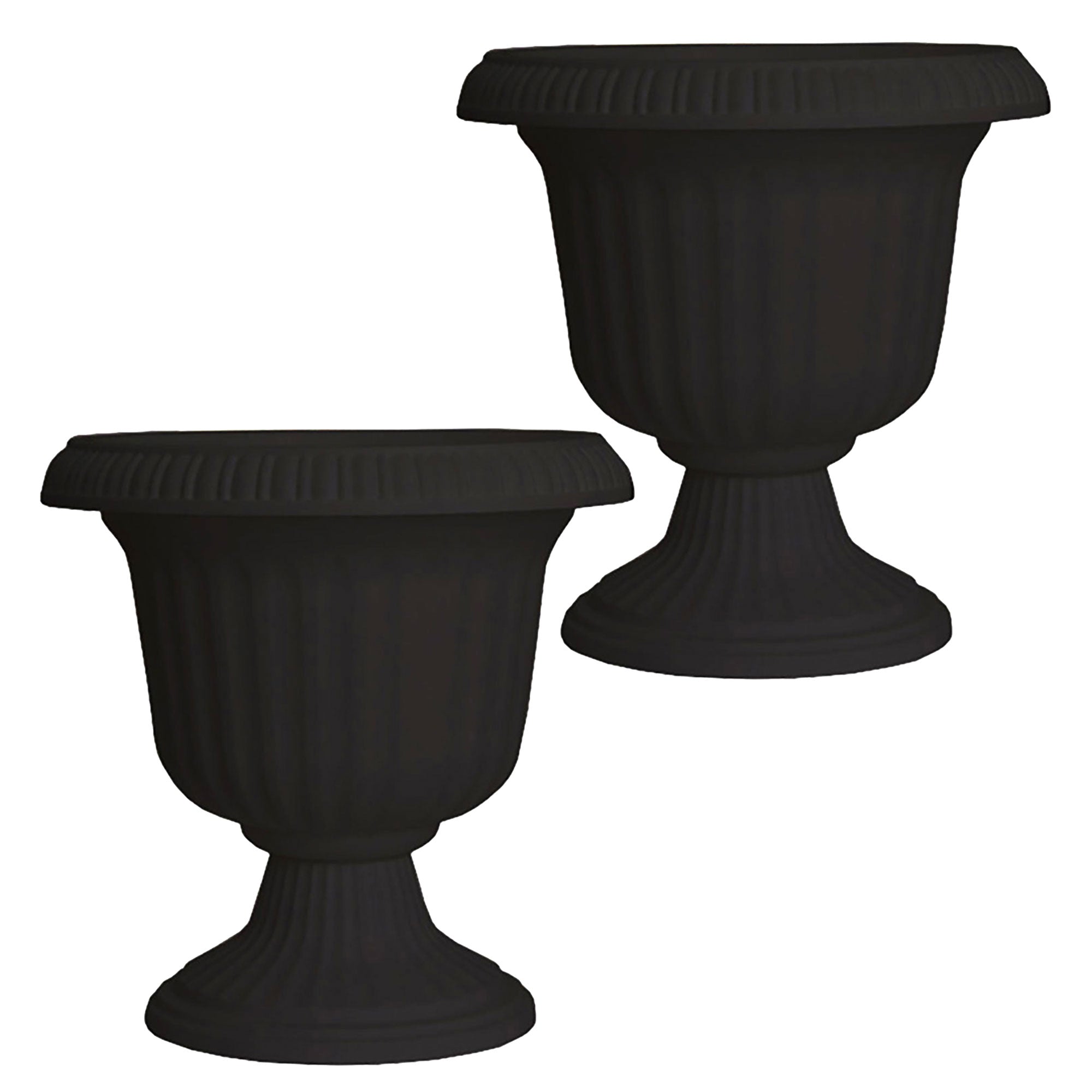 Southern Patio 14 Inch Lightweight Outdoor Utopian Urn Planter, Black (2 Pack) - VMInnovations