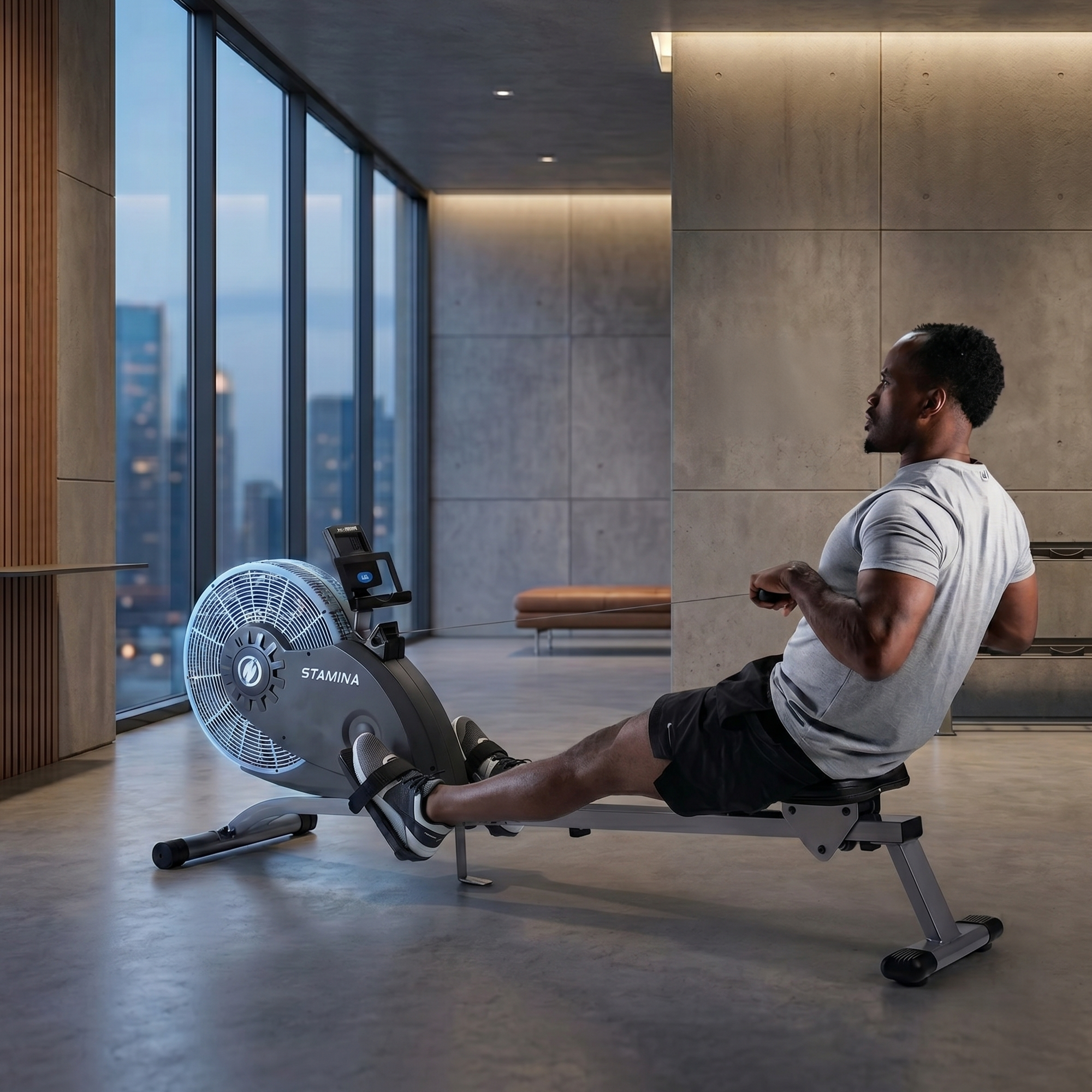 Stamina Products 1406 ATS Folding Cardio Exercise Air Rower Rowing Machine, Gray - VMInnovations