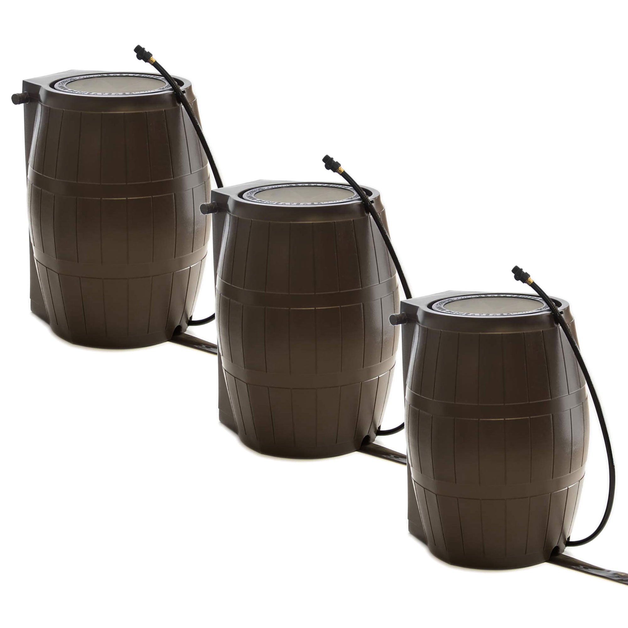 FCMP Outdoor 50-Gallon BPA Free Home Rain Water Catcher Barrel, Brown (3 Pack) - VMInnovations